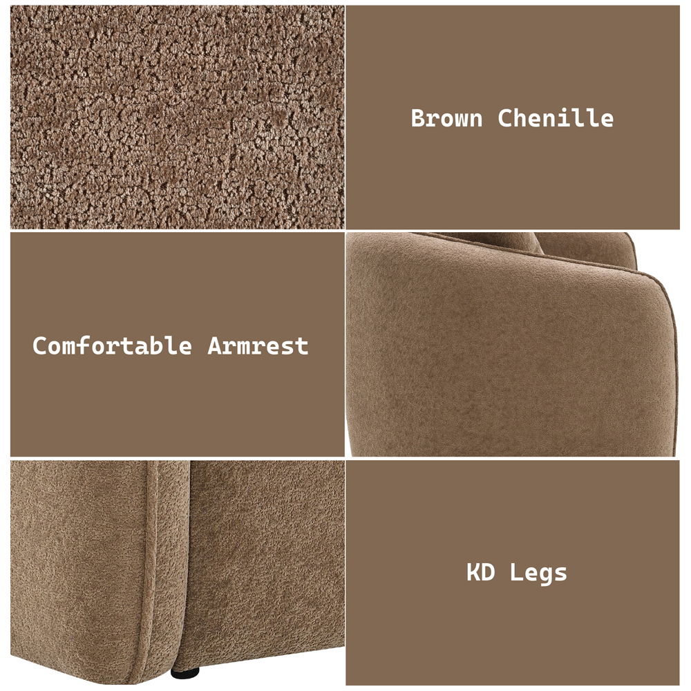 Keith - Chair With Pillow - Brown Chenille, light brown, view 7