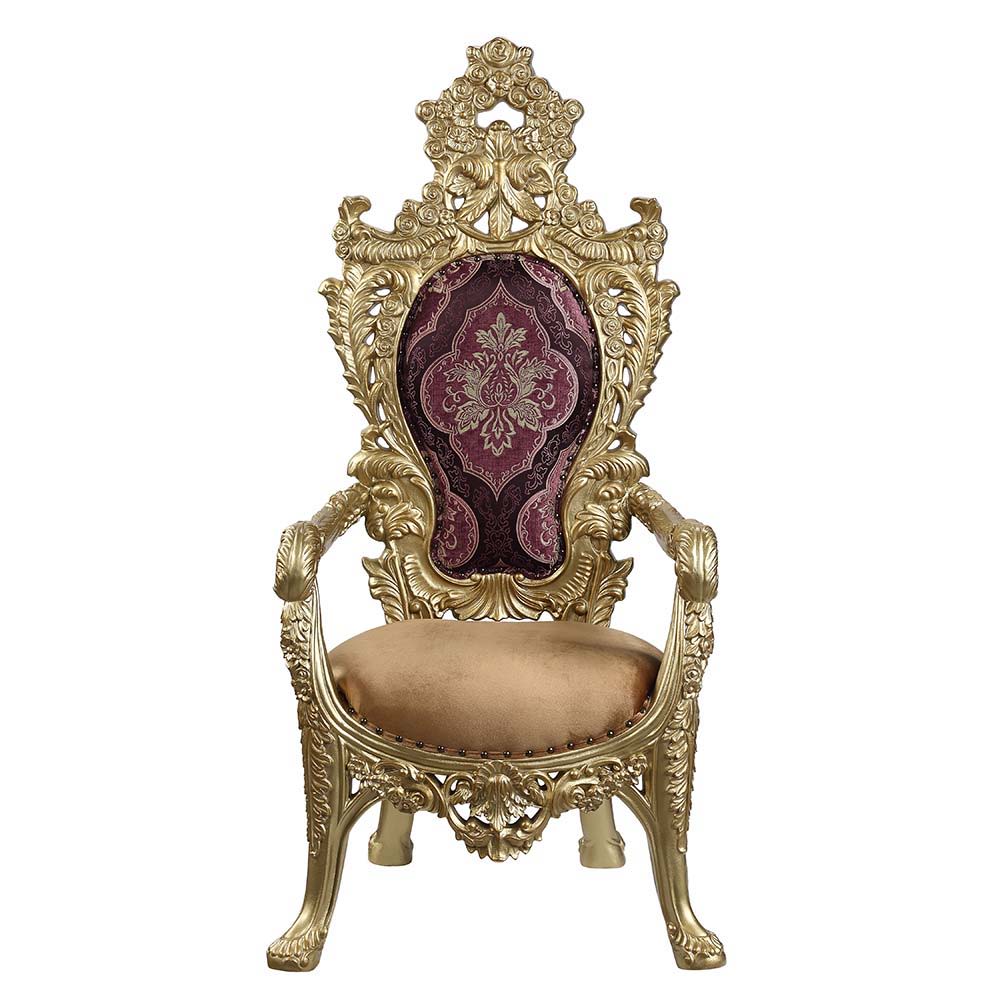 Bernadette - Arm Chair (Set of 2) - Pattern Fabric & Gold, gold, view 3