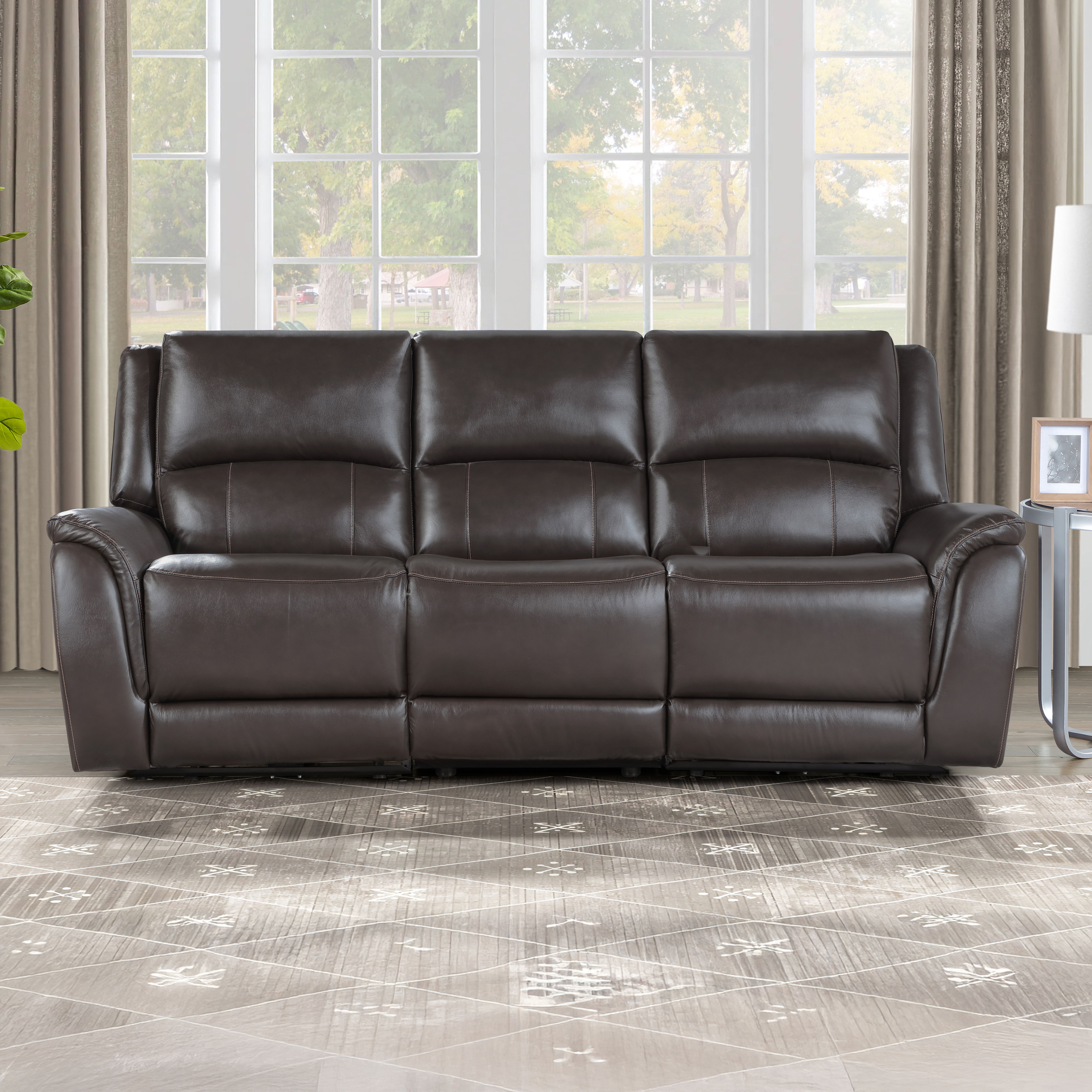 Alexandria - Power Leather Reclining Sofa - Chocolate