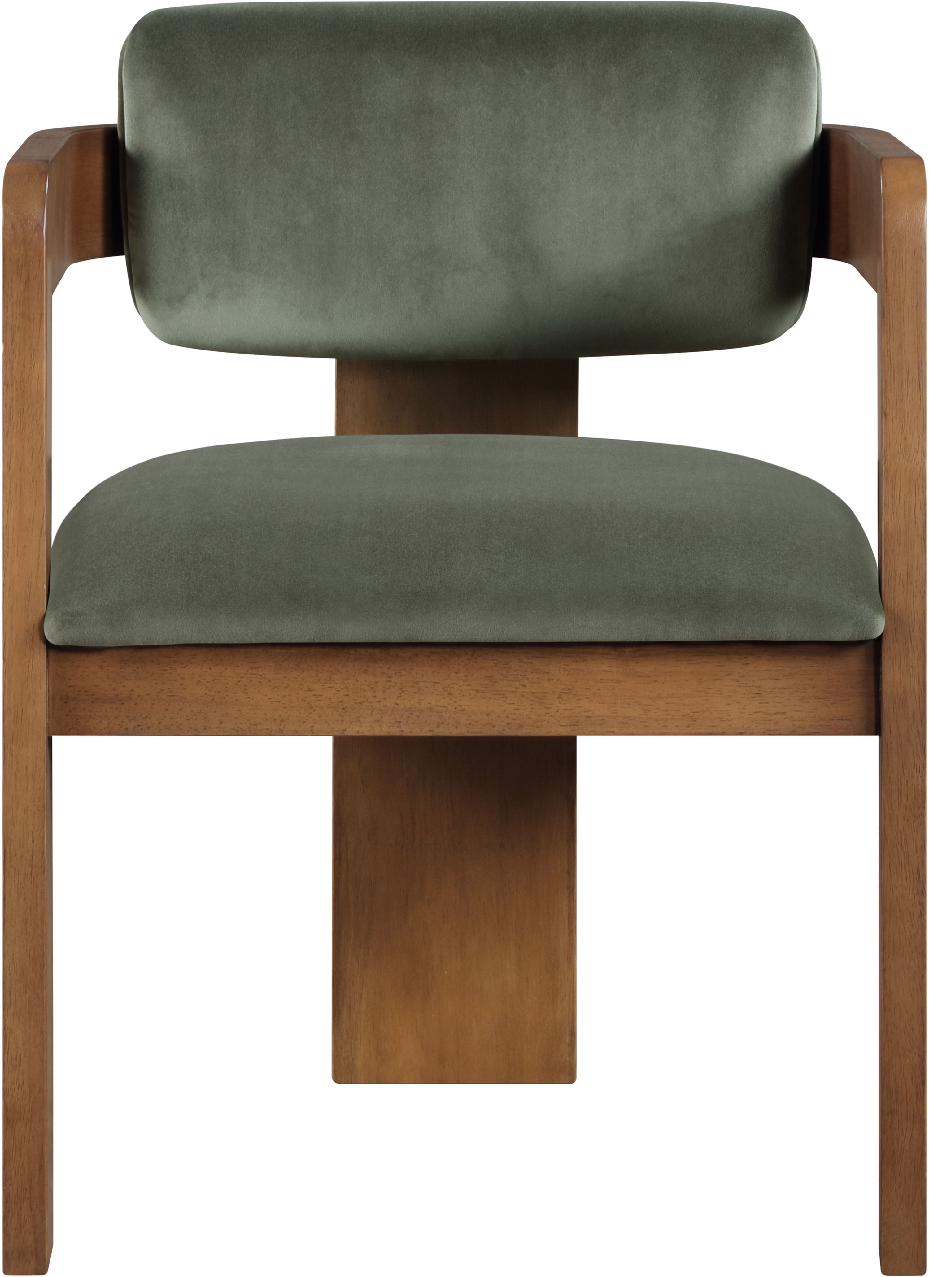 Sacha - Velvet Dining Chair With Brown Base (Set of 2) - Green