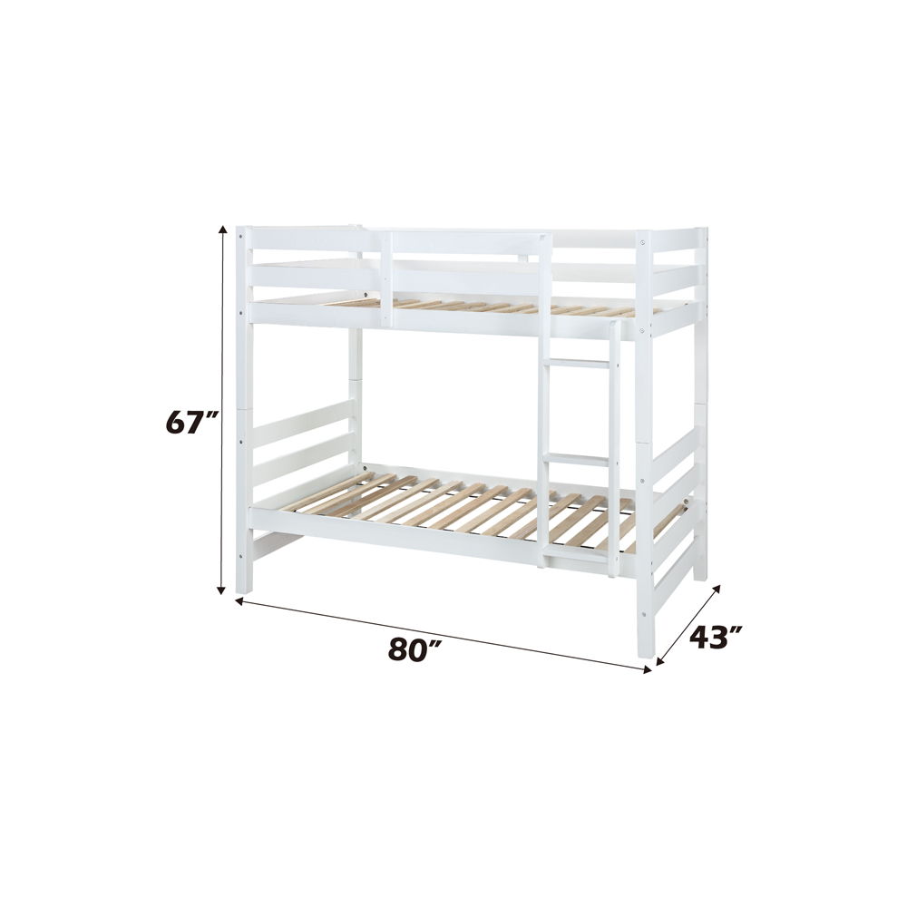 Ronnie - Twin Over Twin Bunk Bed - White, white, view 4