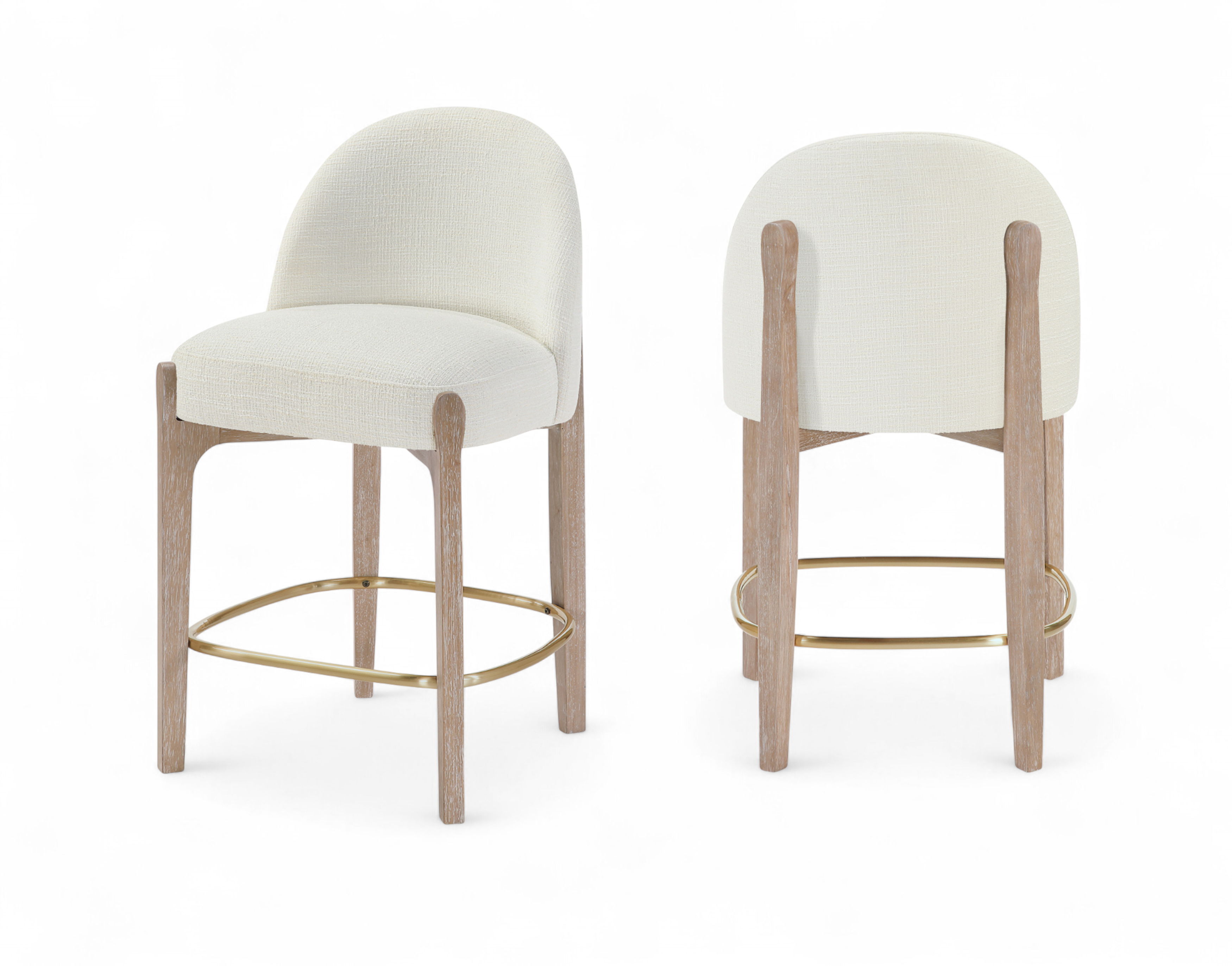 Torino - Fabric Upholstered Counter Stool (Set of 2) - Cream / Brushed Natural