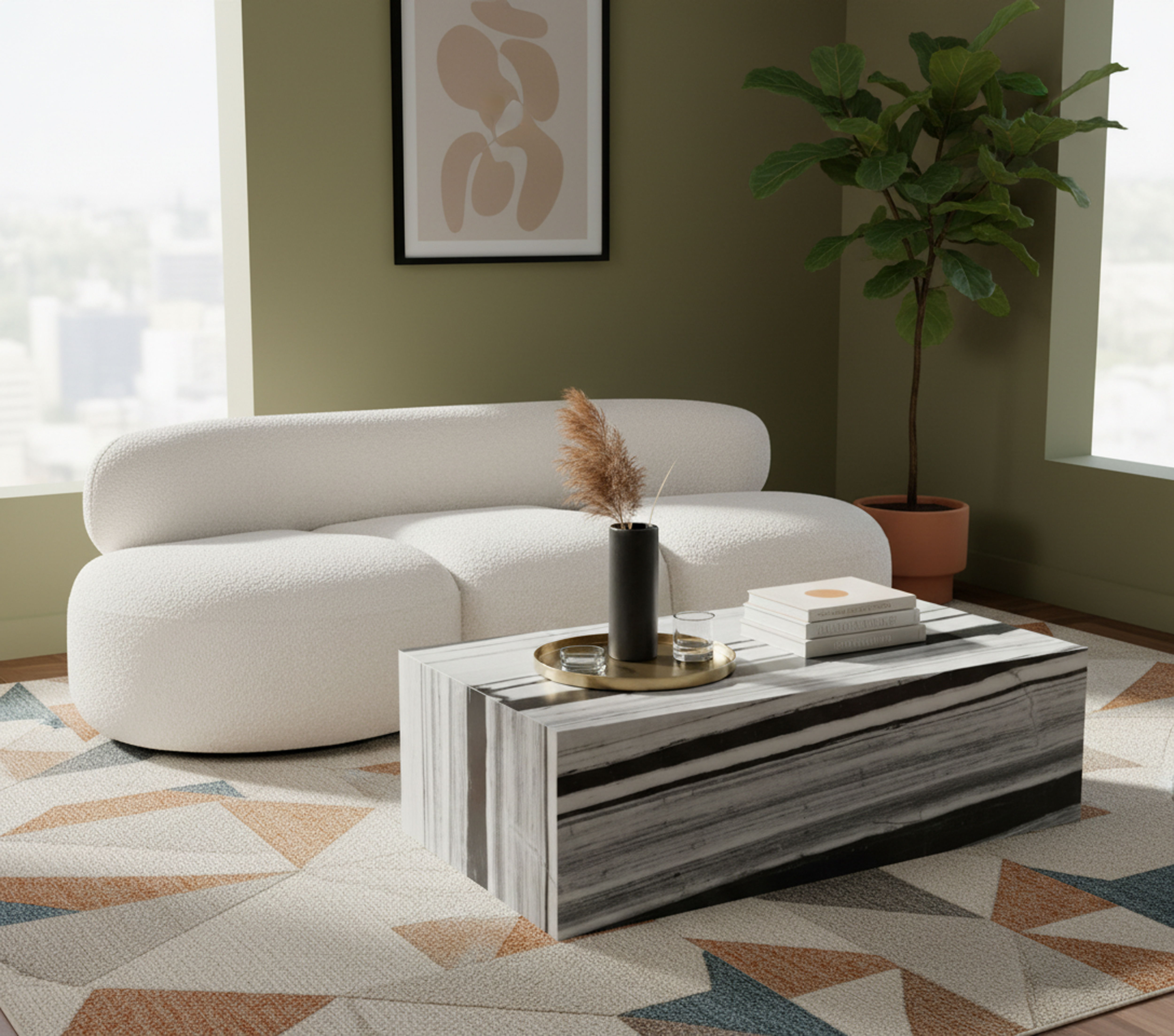Bolzano - Marble Coffee Table - Black / Gray