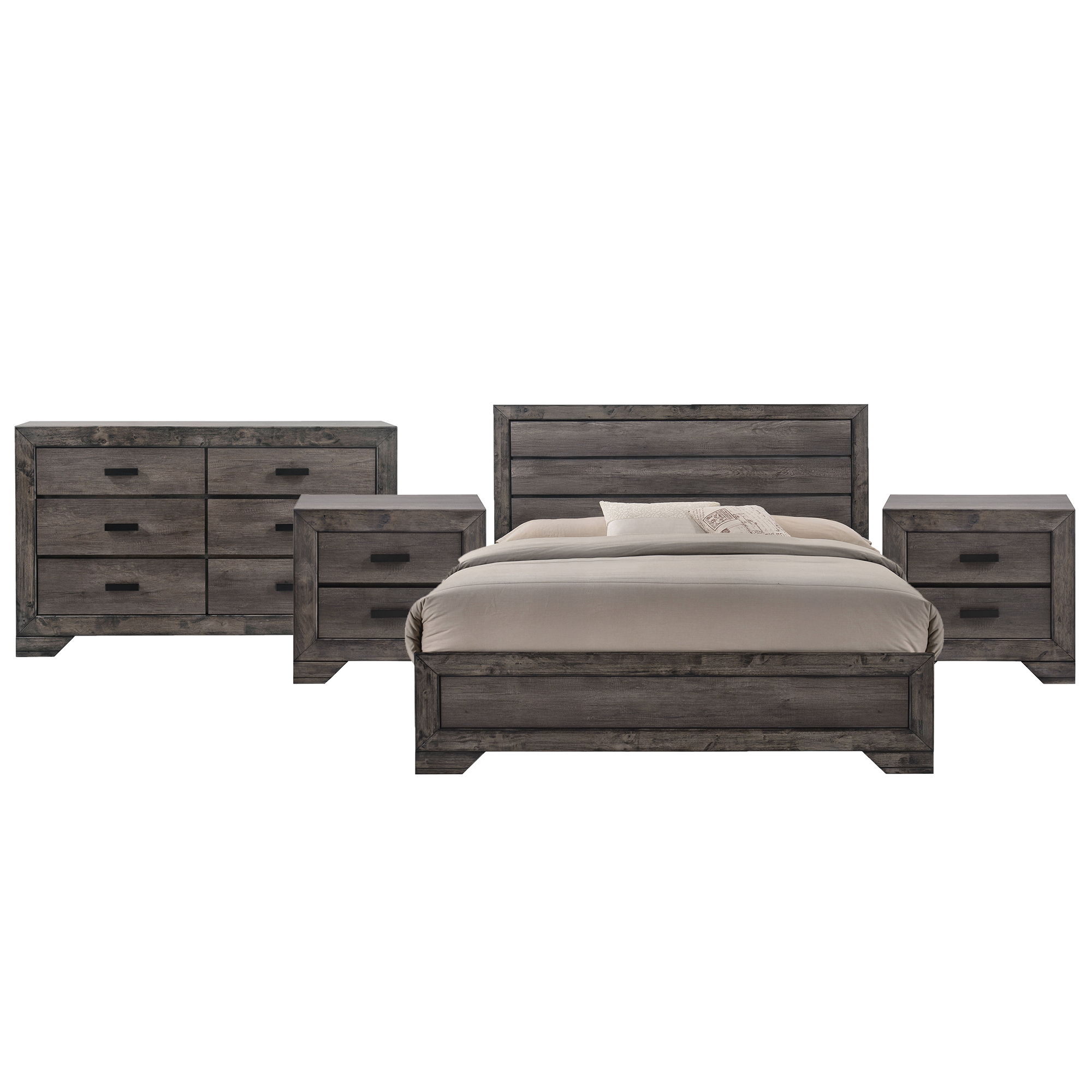 King · 4 Pc · Bedroom Set With 2 Nightstands & Dresser