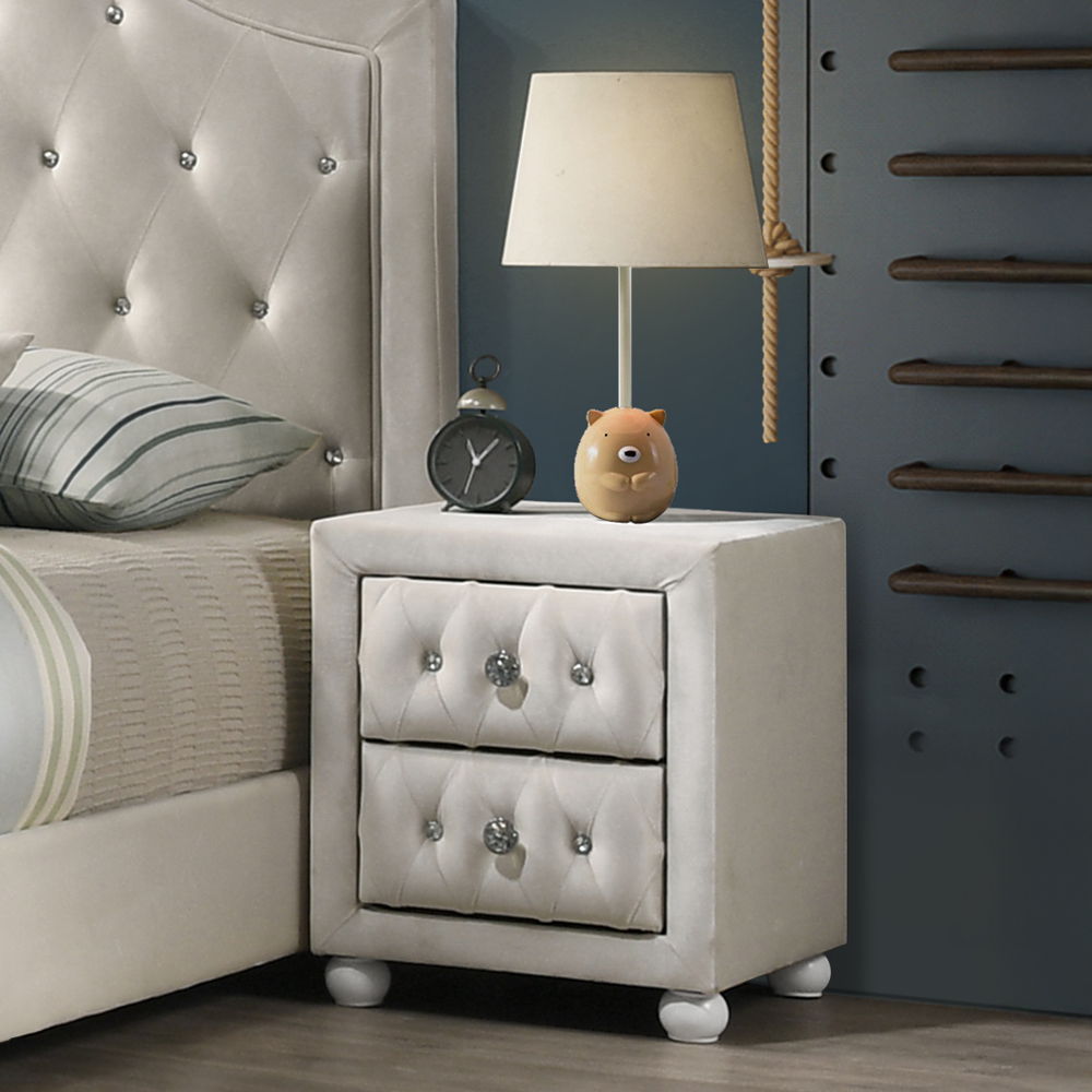 Reggie - Nightstand - Beige Fabric, beige