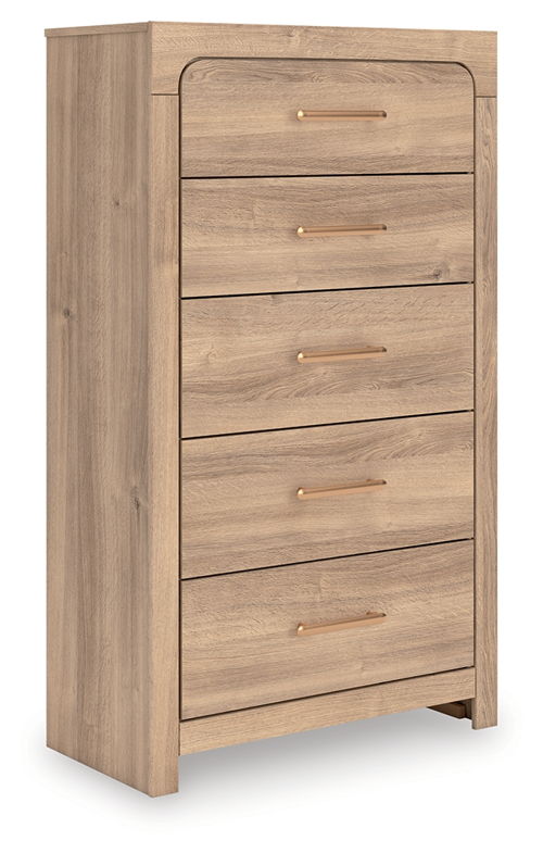 Kinlanni - Five Drawer Chest - Tan, light brown