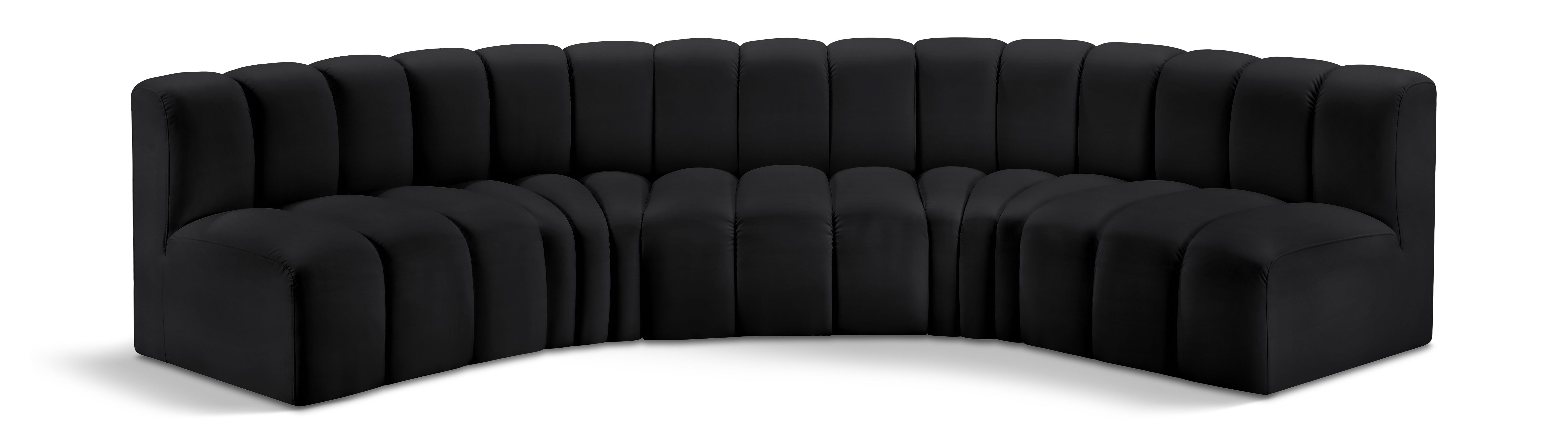 Arc - Faux Leather 5 Piece U-Shaped Modular Sofa - Black