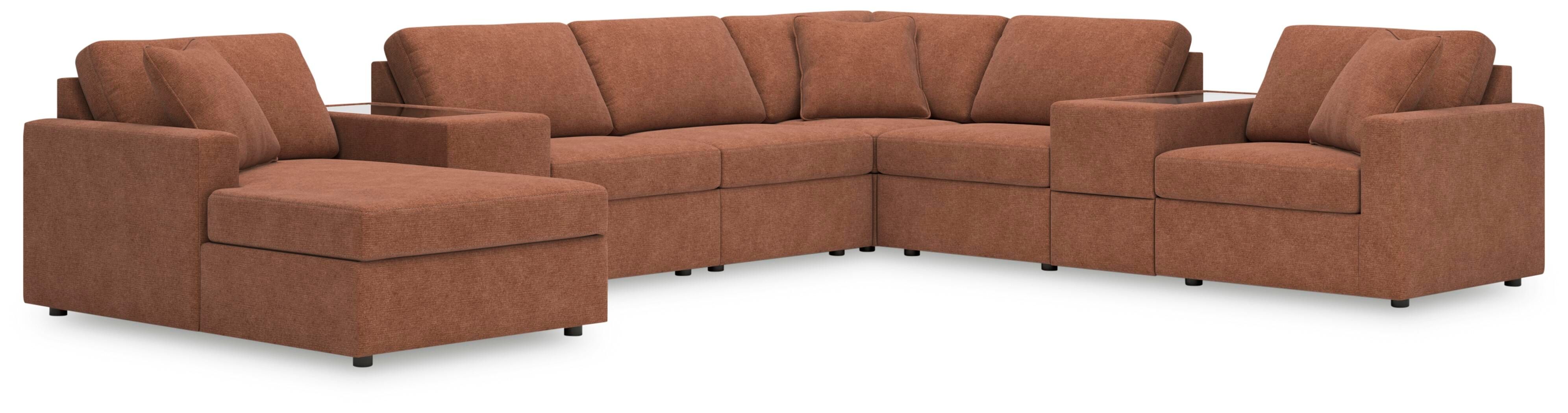 Modmax – 8-Piece Sectional With Laf Corner Chaise And Storage Consoles – Spice