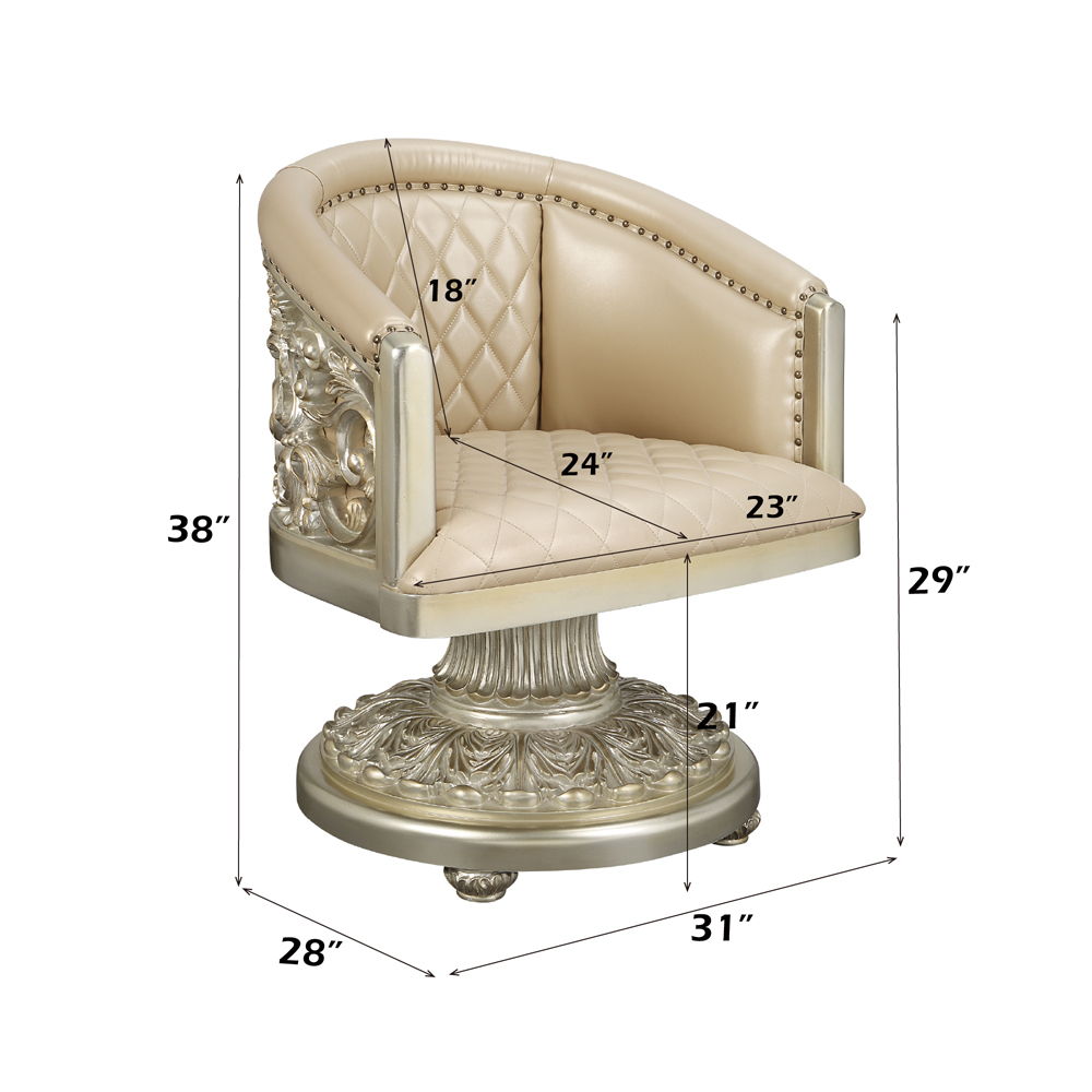 Sorina - Arm Chair - Synthetic Leather & Antique Gold, beige, view 6