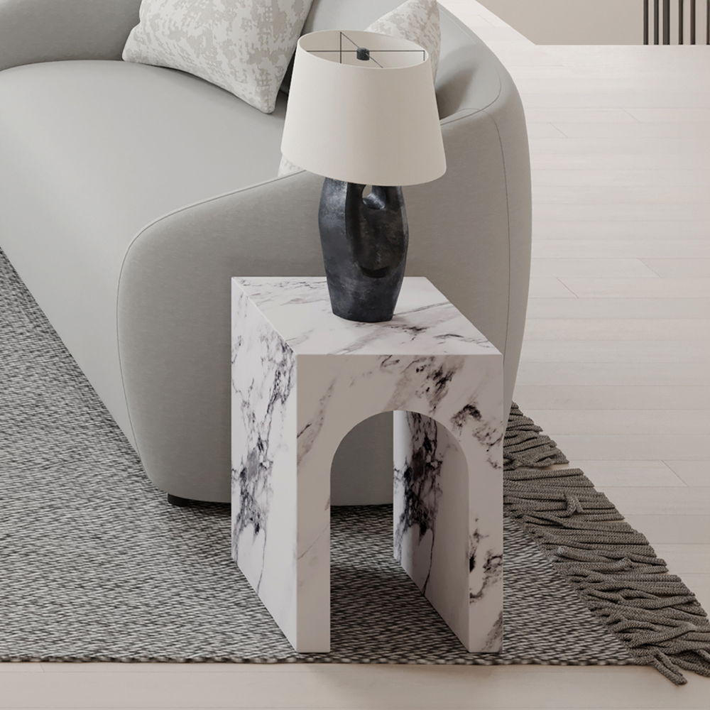 Fritzy - End Table - Engineered Stone, white