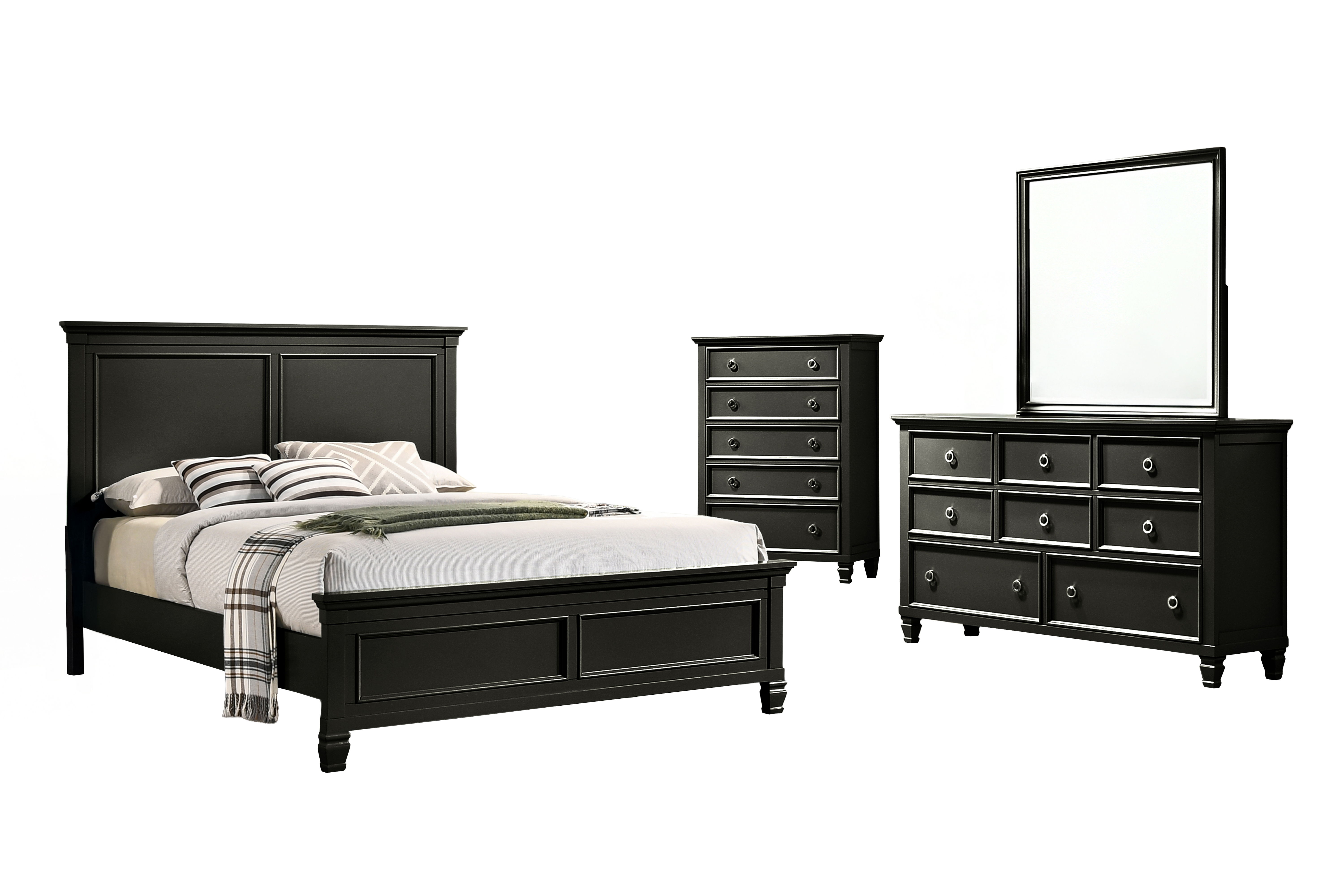 Queen · 4 Pc · Bed, Dresser, Mirror, Chest