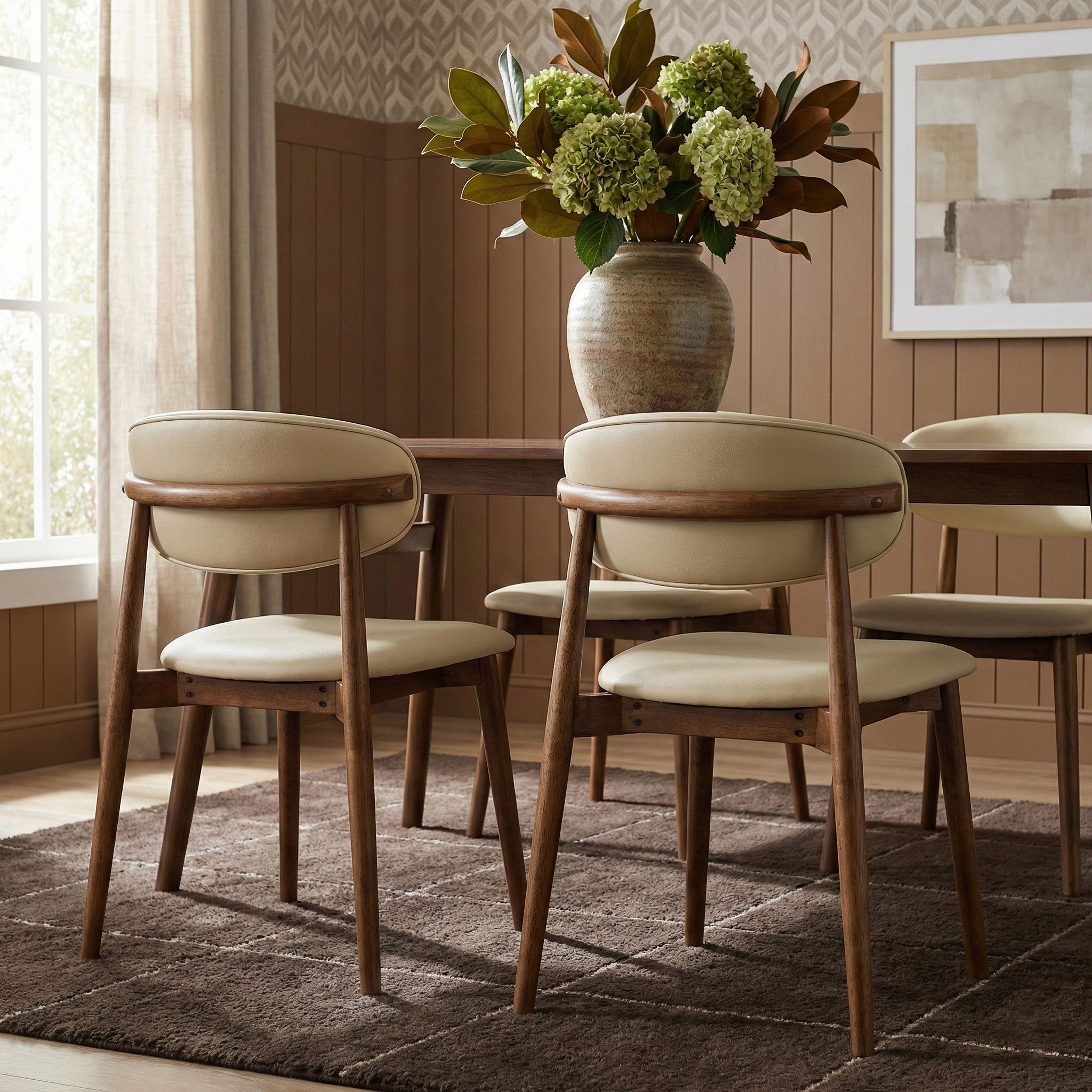 Leesa - Vegan Leather Upholstered Dining Chair (Set of 2) - Cream