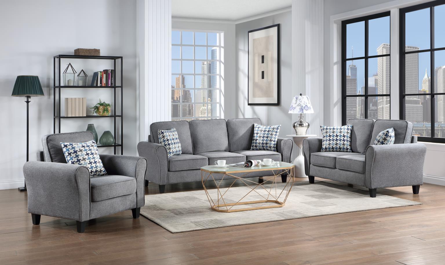U416 - 2 Piece Living Room Set (Sofa & Loveseat) - Gray