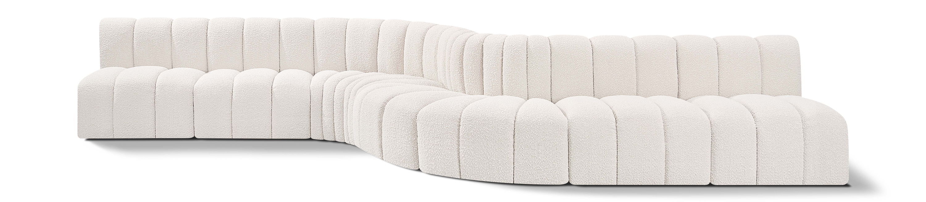 Arc - Boucle Fabric 8 Piece Curved Modular Sofa - Cream
