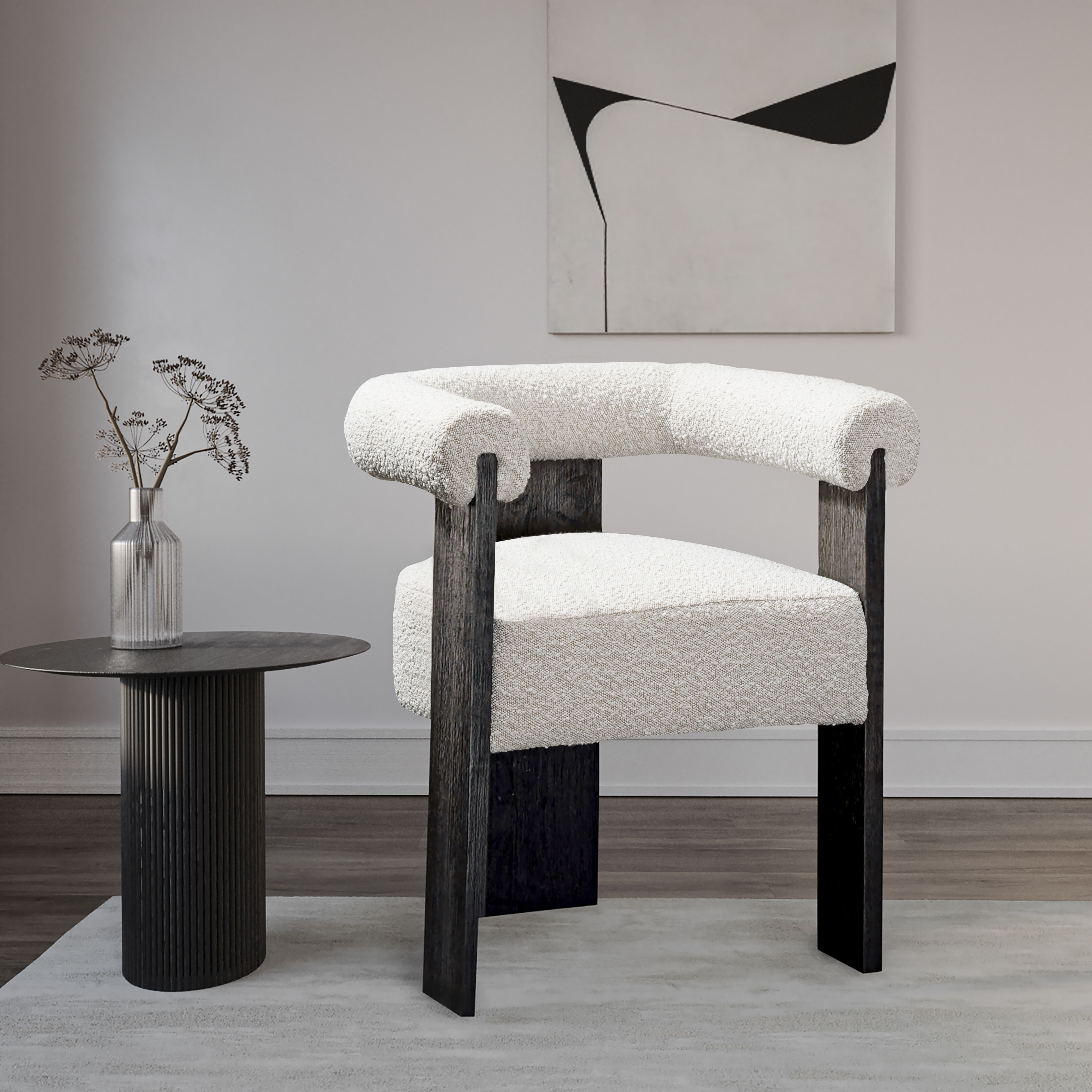 Barrel - Dining Chair - Black / Cream