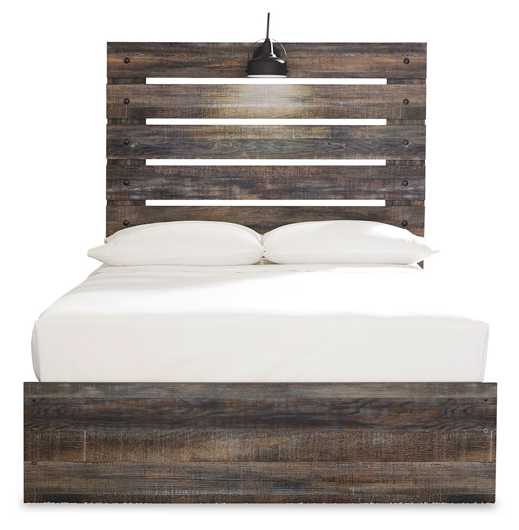 Drystan - Full Panel Bed With 2 Side Drawers - Brown / Beige