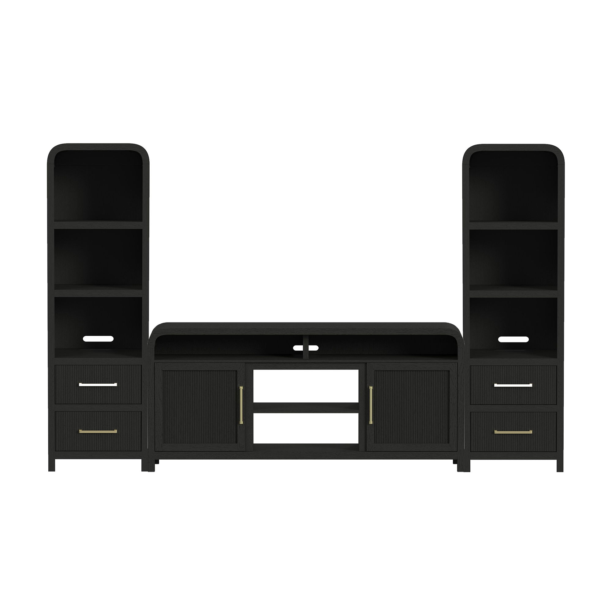 Ridgemont - 3 Piece Entertainment Unit With 70" TV Console - Black With Grain