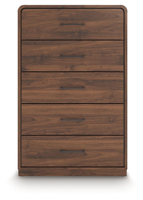 Fortlorn - Five Drawer Chest - Walnut Brown, dark brown