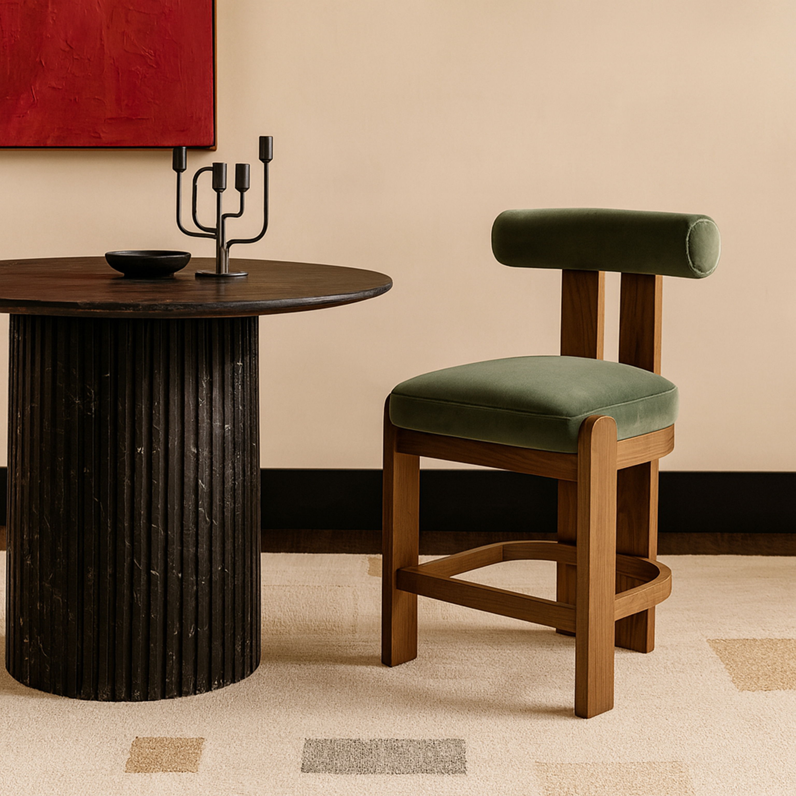 Arienzo - Velvet Upholstered Counter Stool (Set of 2) - Green