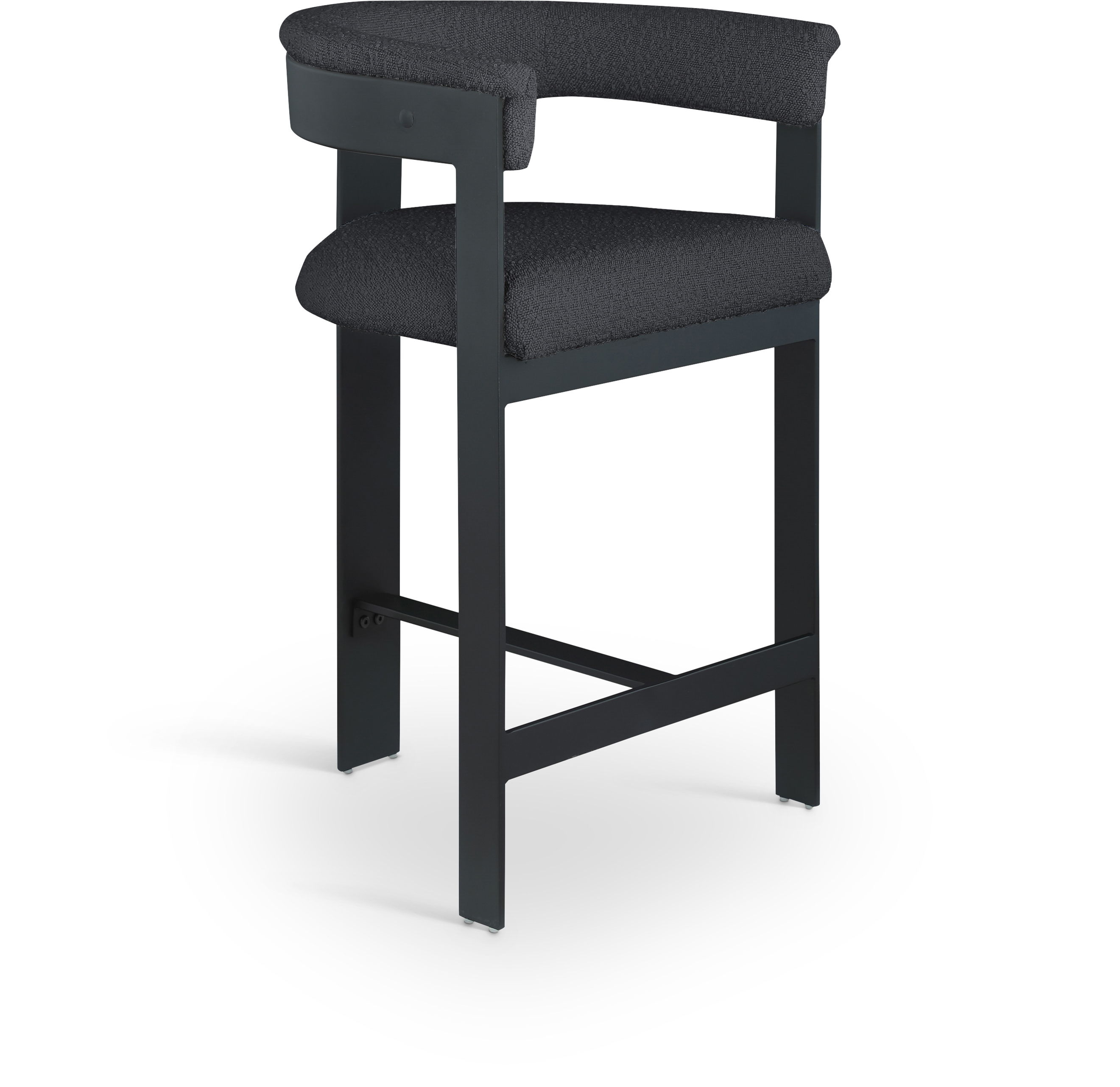 Romeo - Boucle Counter Stool With Black Base (Set of 2) - Black