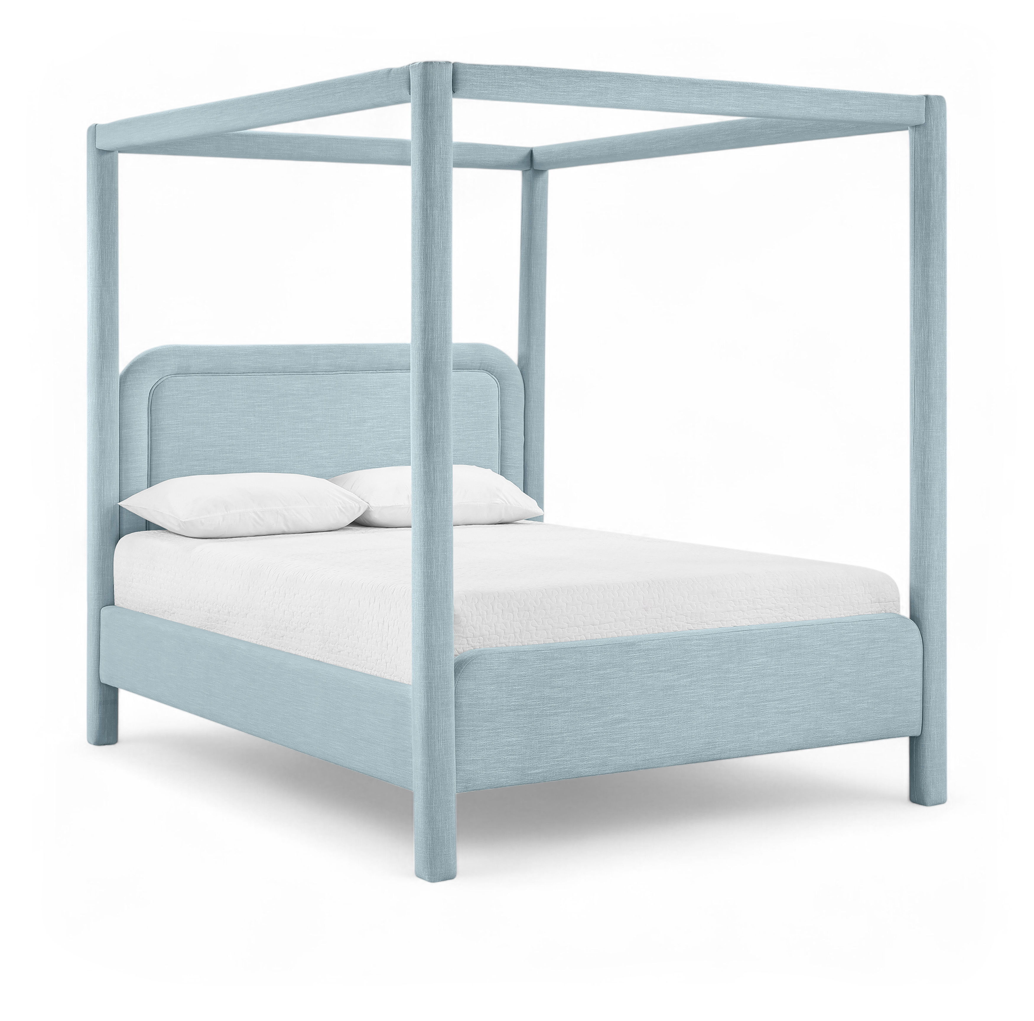 Salina - Linen Textured Fabric Upholstered Full Bed - Light Blue