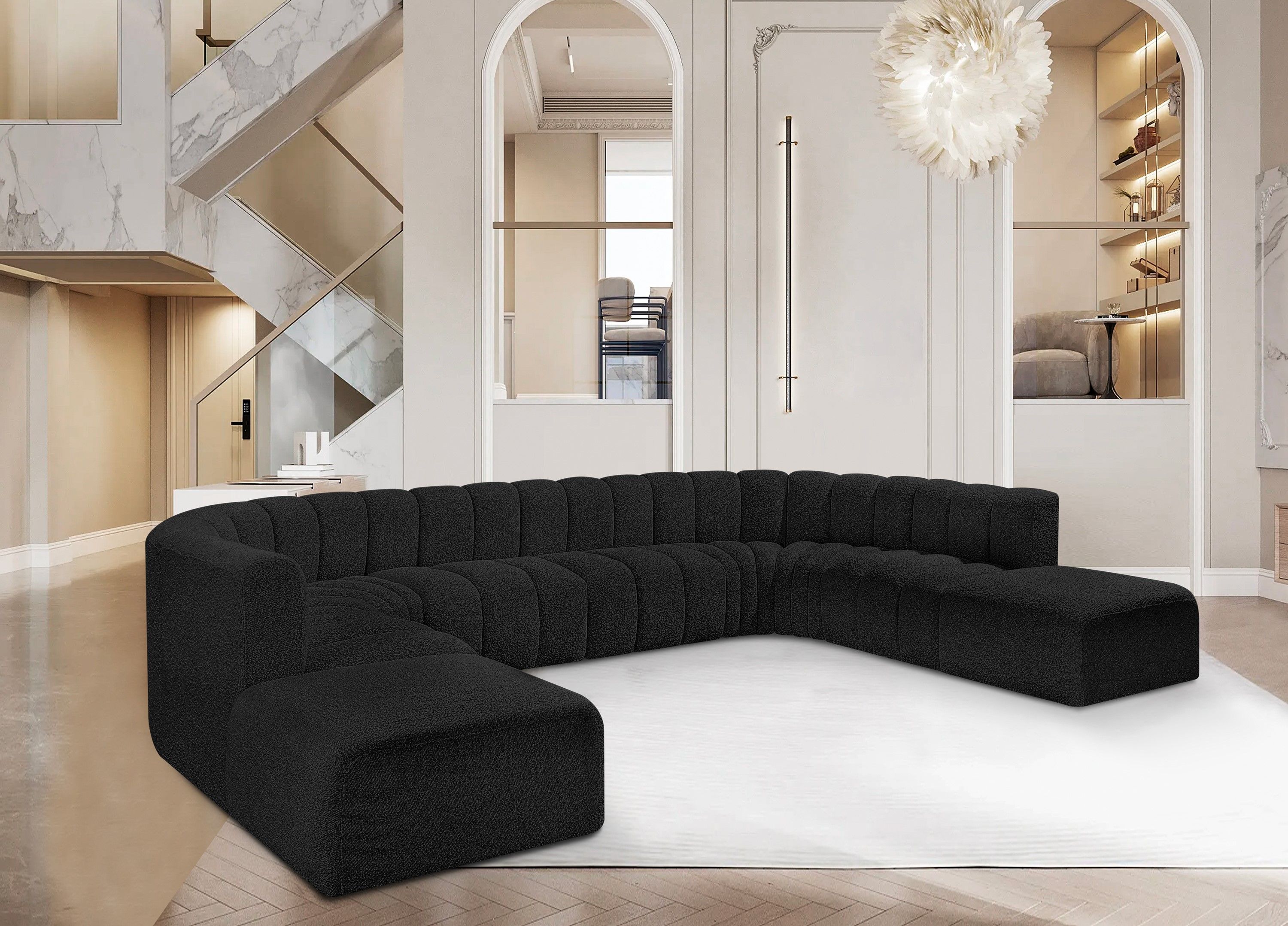 Arc - Boucle Fabric Modular Sectional - Black