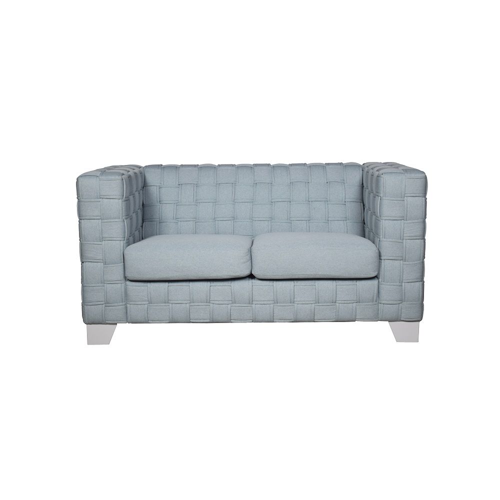 Saree - Loveseat - Light Teal Chenille & White, light blue, view 2