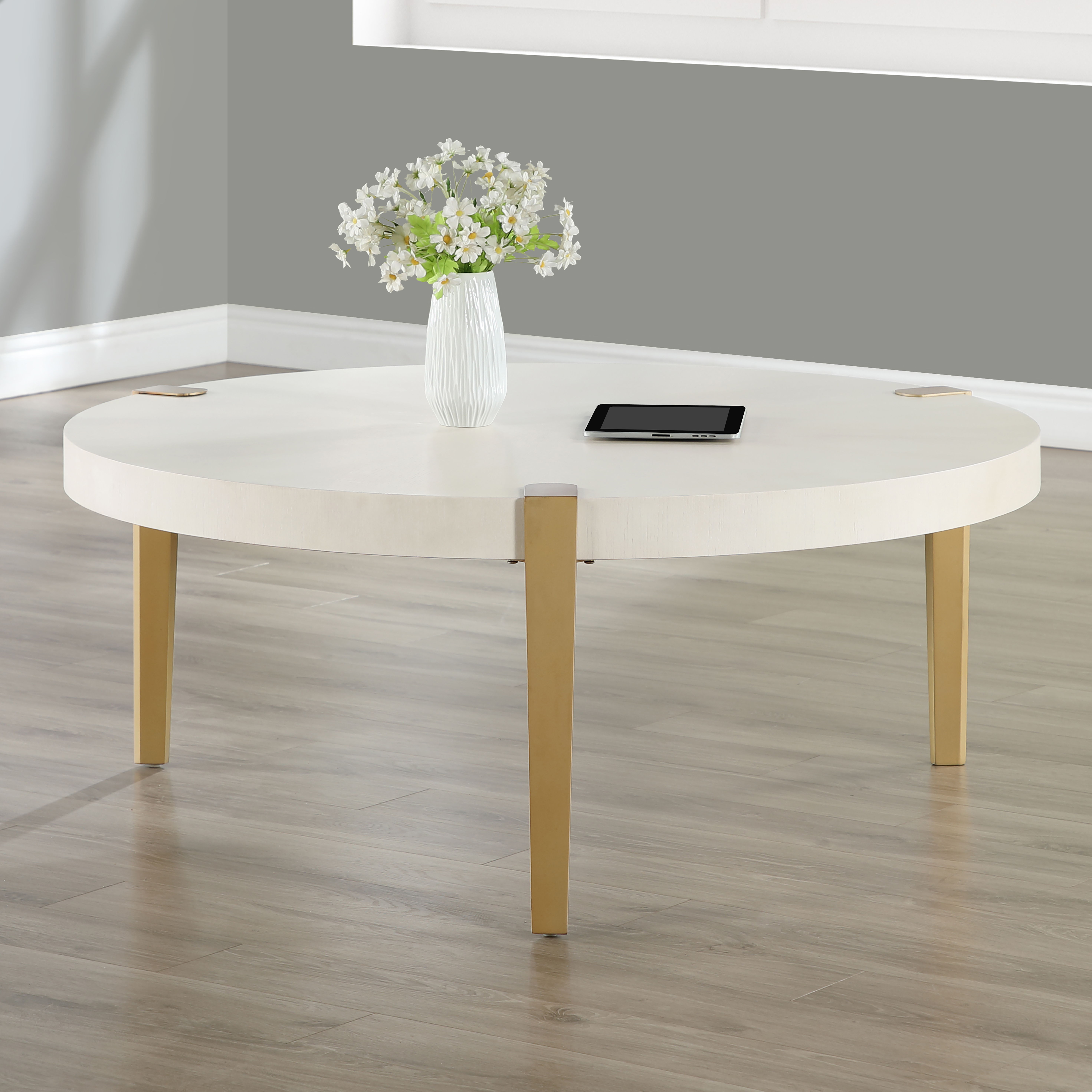 Gracie - Cocktail Table - White / Gold