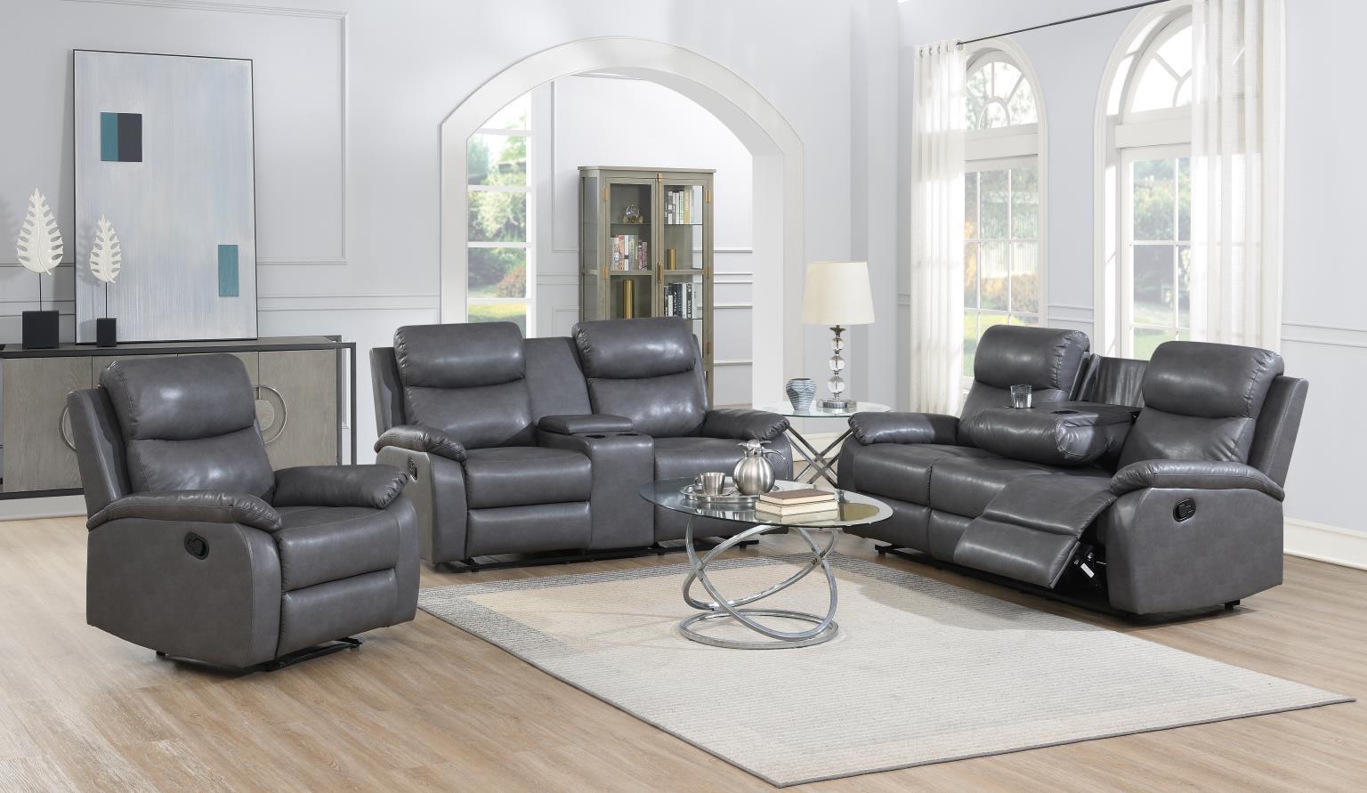 U185 - 3 Piece Living Room Set (Motion Sofa & Motion Loveseat, Motion Chair) - Gray