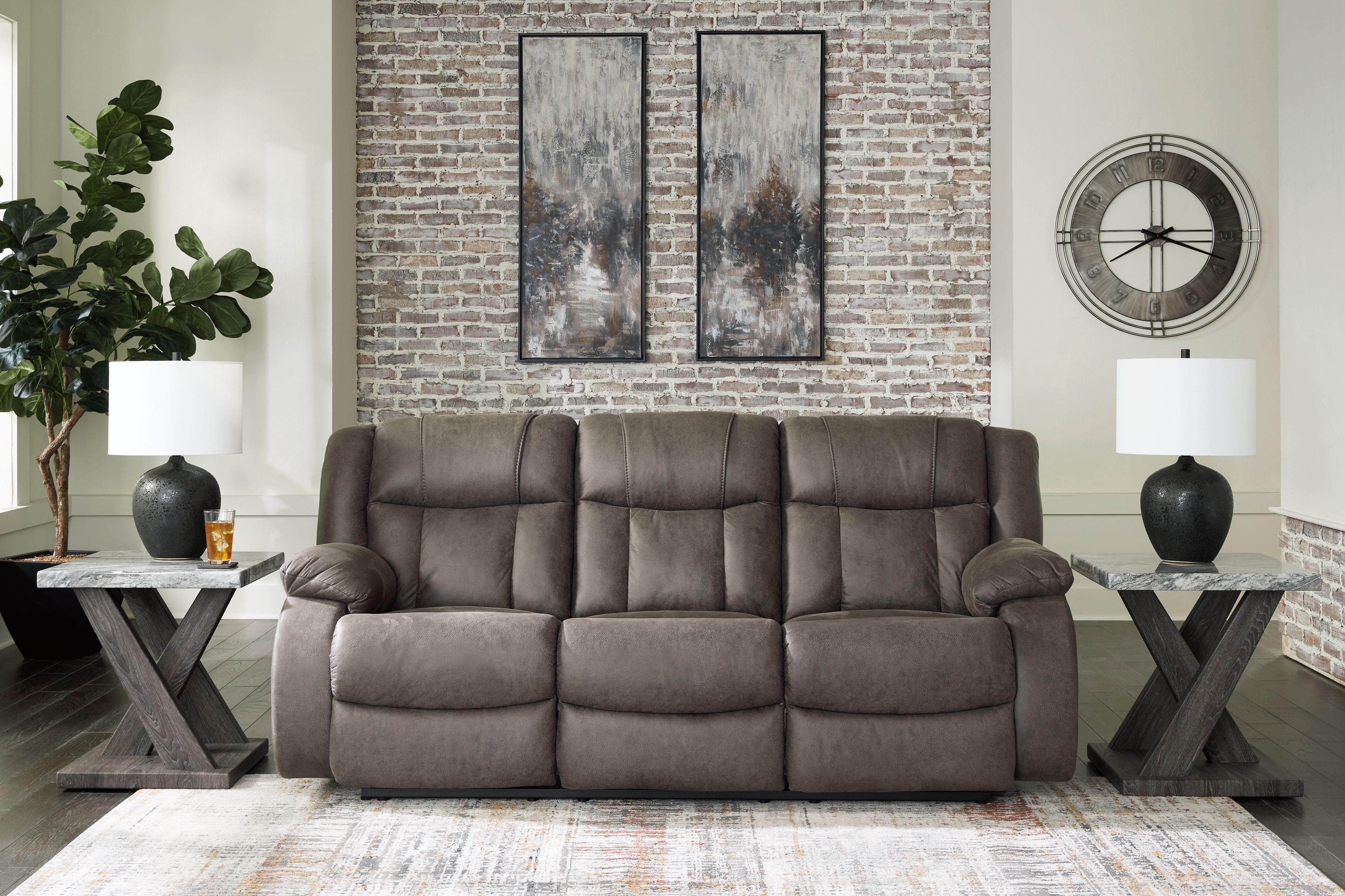 Ashley Furniture First Base - 2 Pc. - Reclining Sofa, Reclining Loveseat - Gunmetal - Image 2