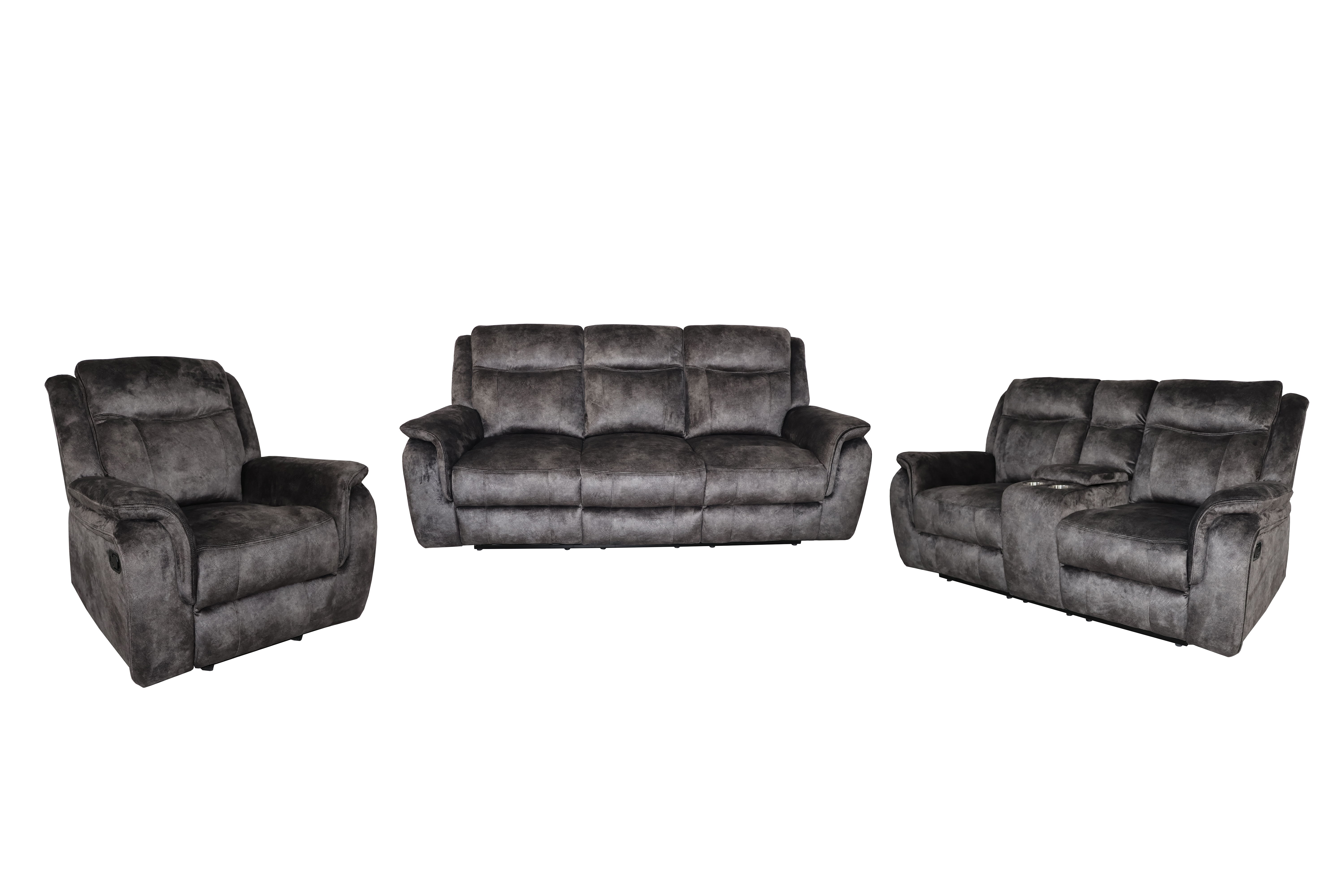 Park City - Manual 3 Piece Sofa & Loveseat & Recliner - Slate