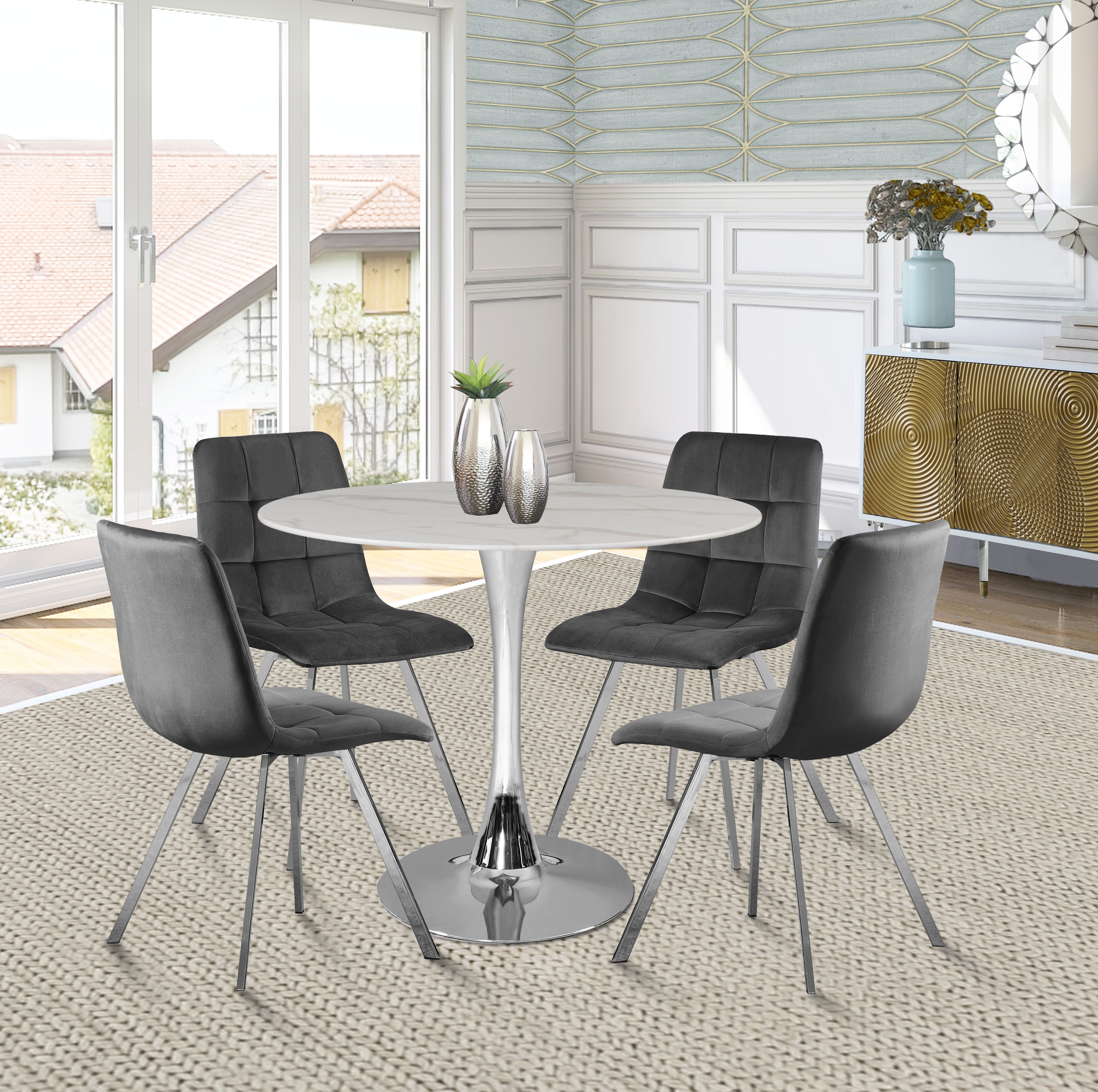 Holly - 36" Dining Table - Chrome