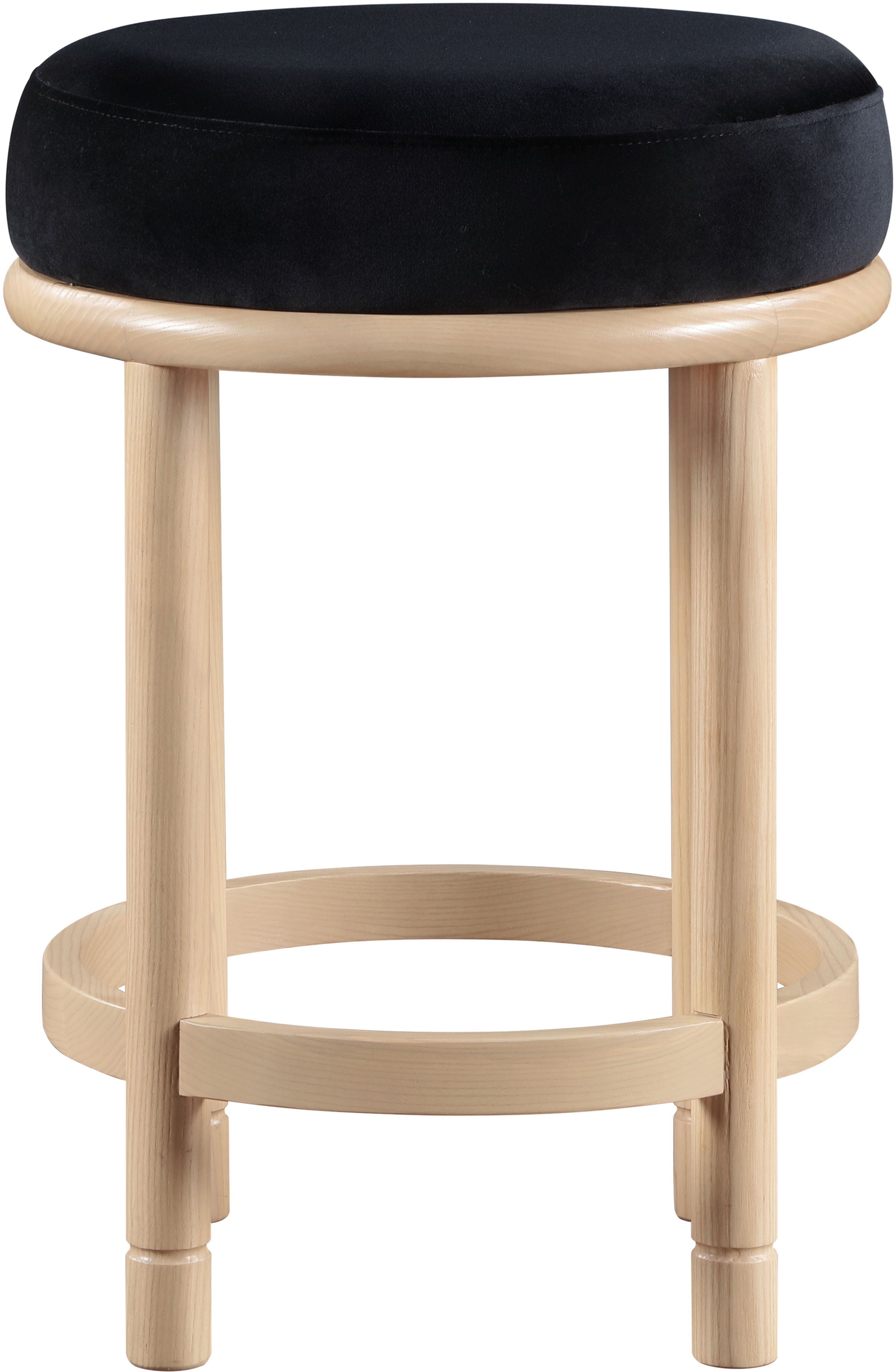 Monette - Counter Stool With Natural Base - Black