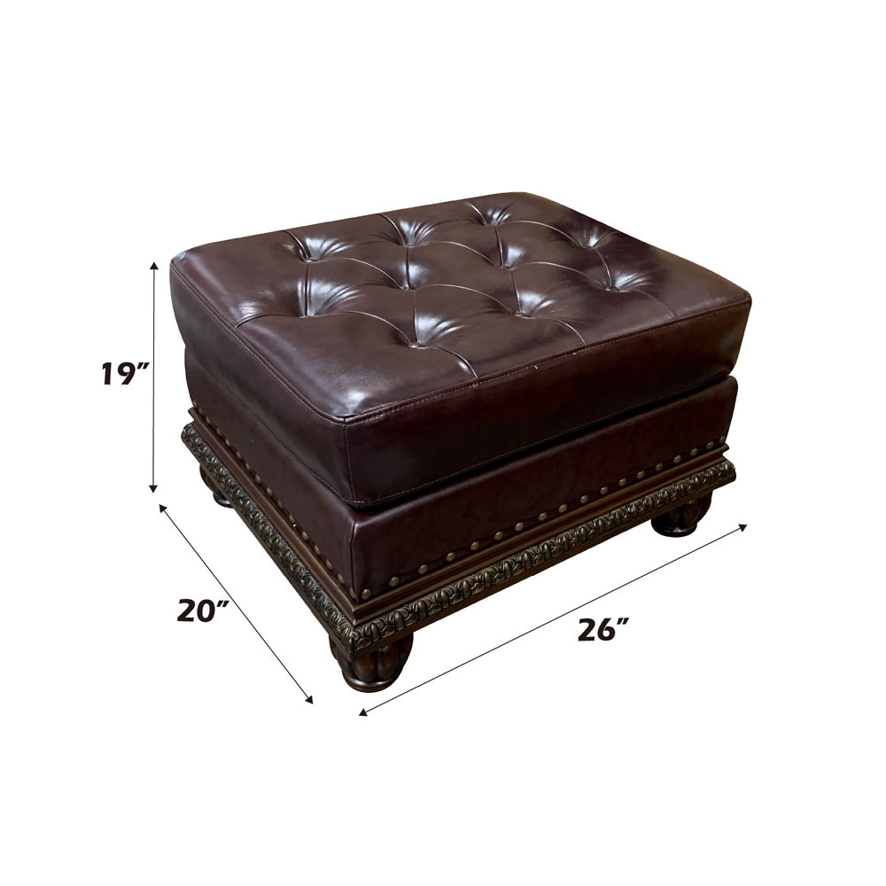 Anondale - Ottoman - Espresso Top Grain Leather Match & Cherry, dark brown, view 5
