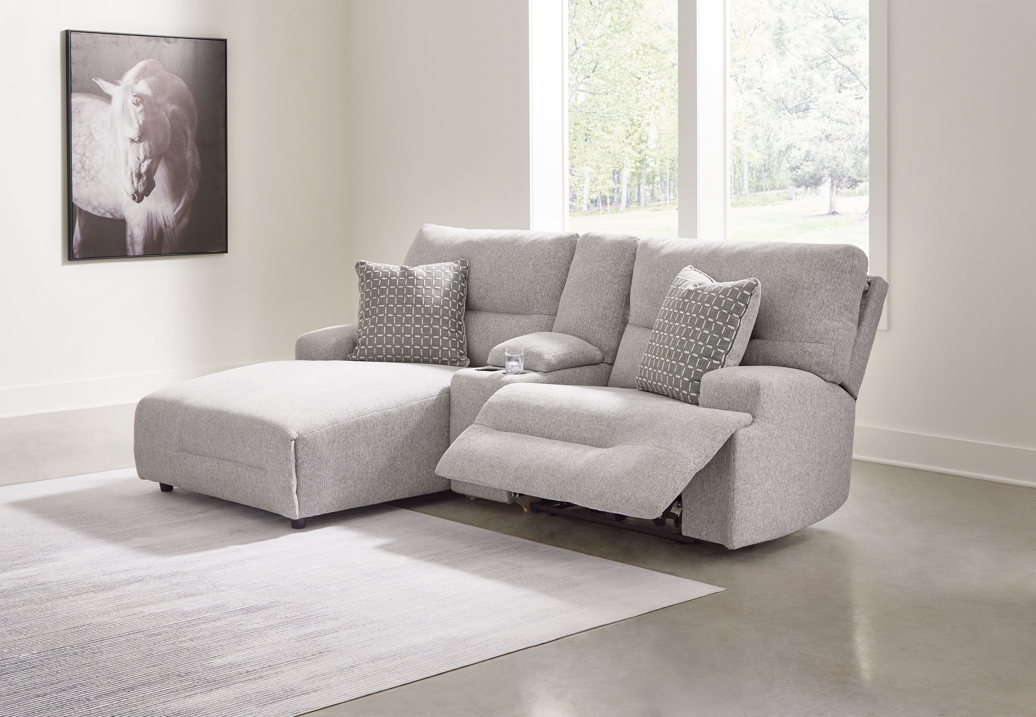 Acklen Place - 3-Piece Power Reclining Sectional Sofa With Laf Chaise - Pewter
