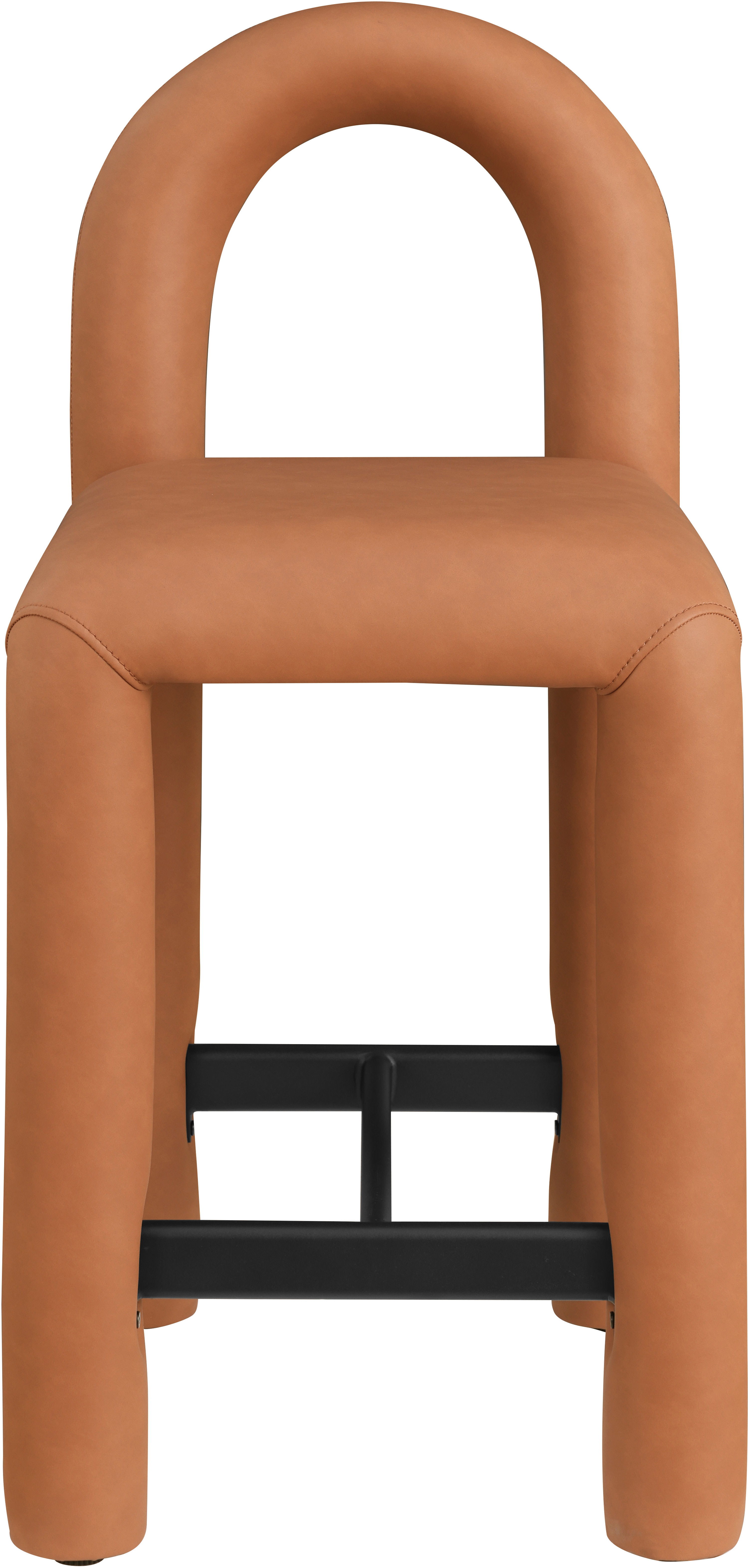 Amari - Faux Leather Stool - Cognac