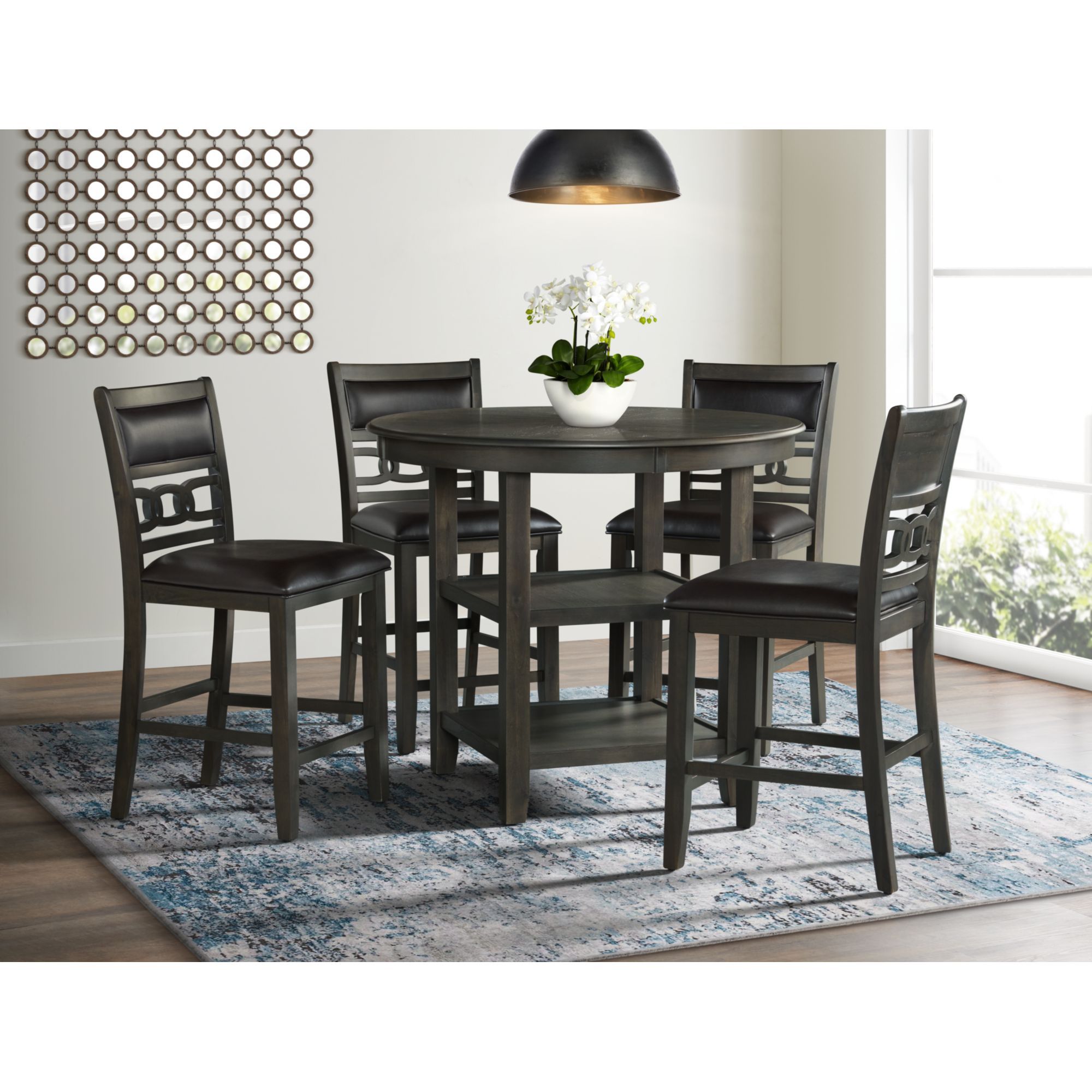 Amherst - 5 Piece Set (Table & 4 PU Chairs) - Gray