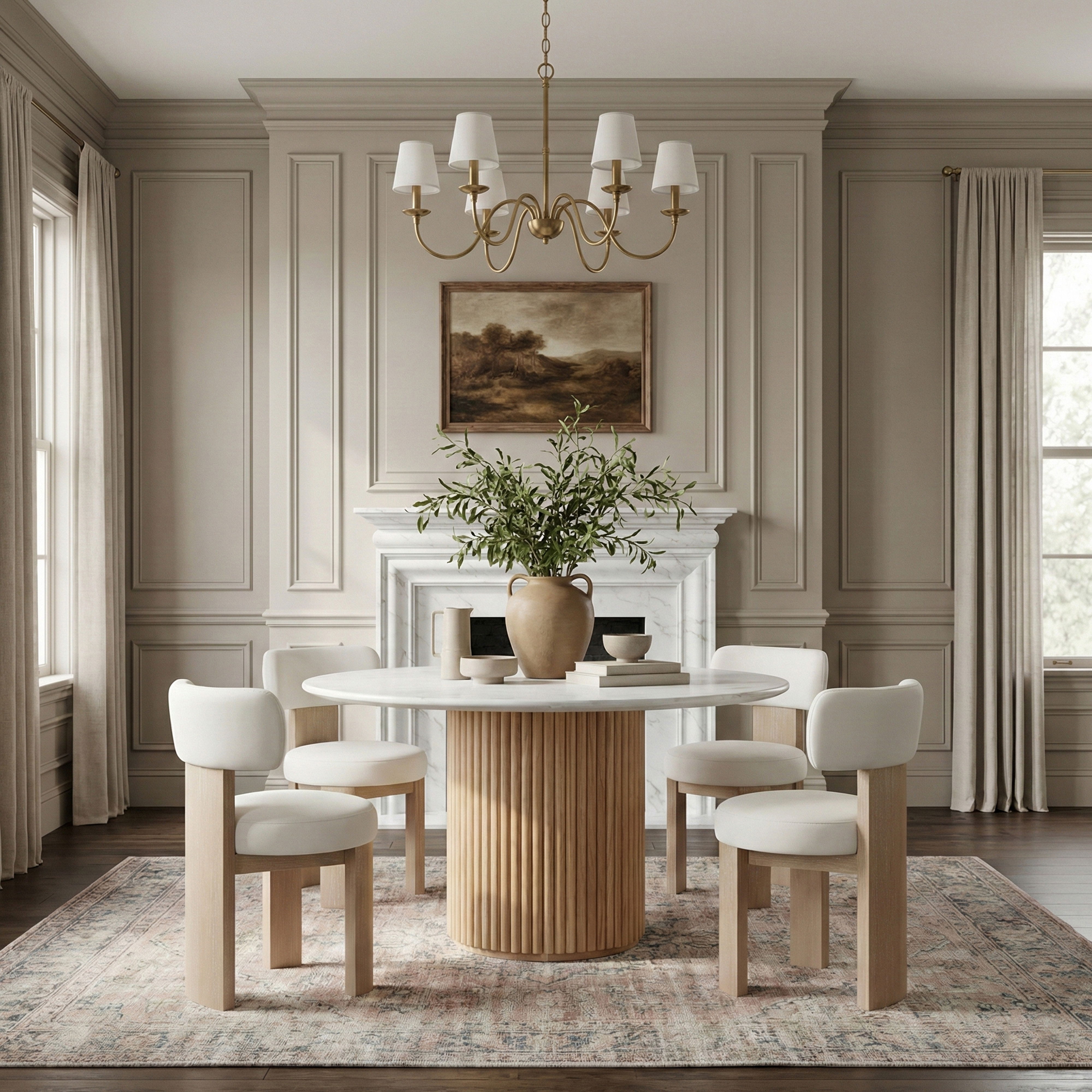 Atelier - Vegan Leather Upholstered Dining Chair (Set of 2) - Cream / Painted Natural
