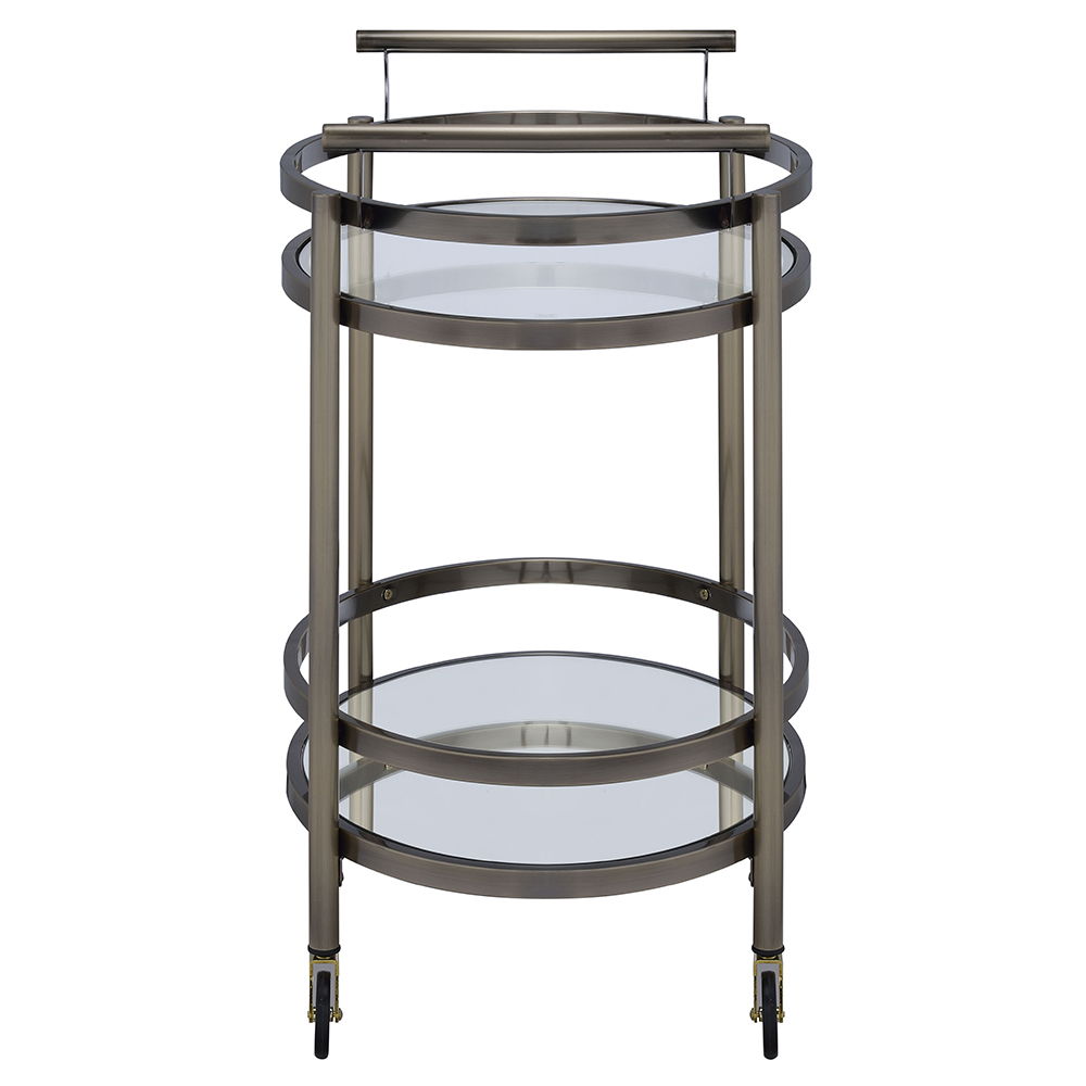 Lakelyn - Serving Cart - Clear Glass & Brushed Bronze, bronze, view 3