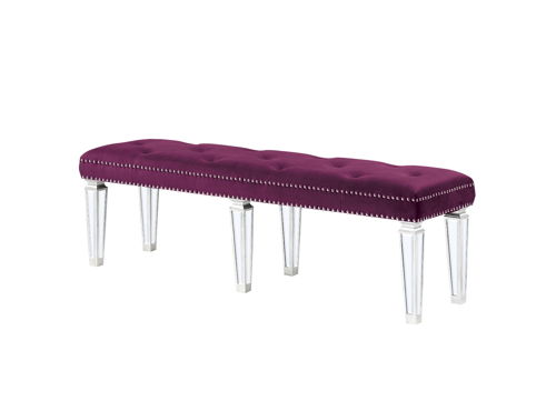 Varian - Bench - Burgundy Velvet & Mirrored, purple