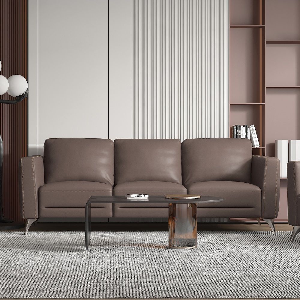 Malaga - Sofa - Taupe Leather, dark brown