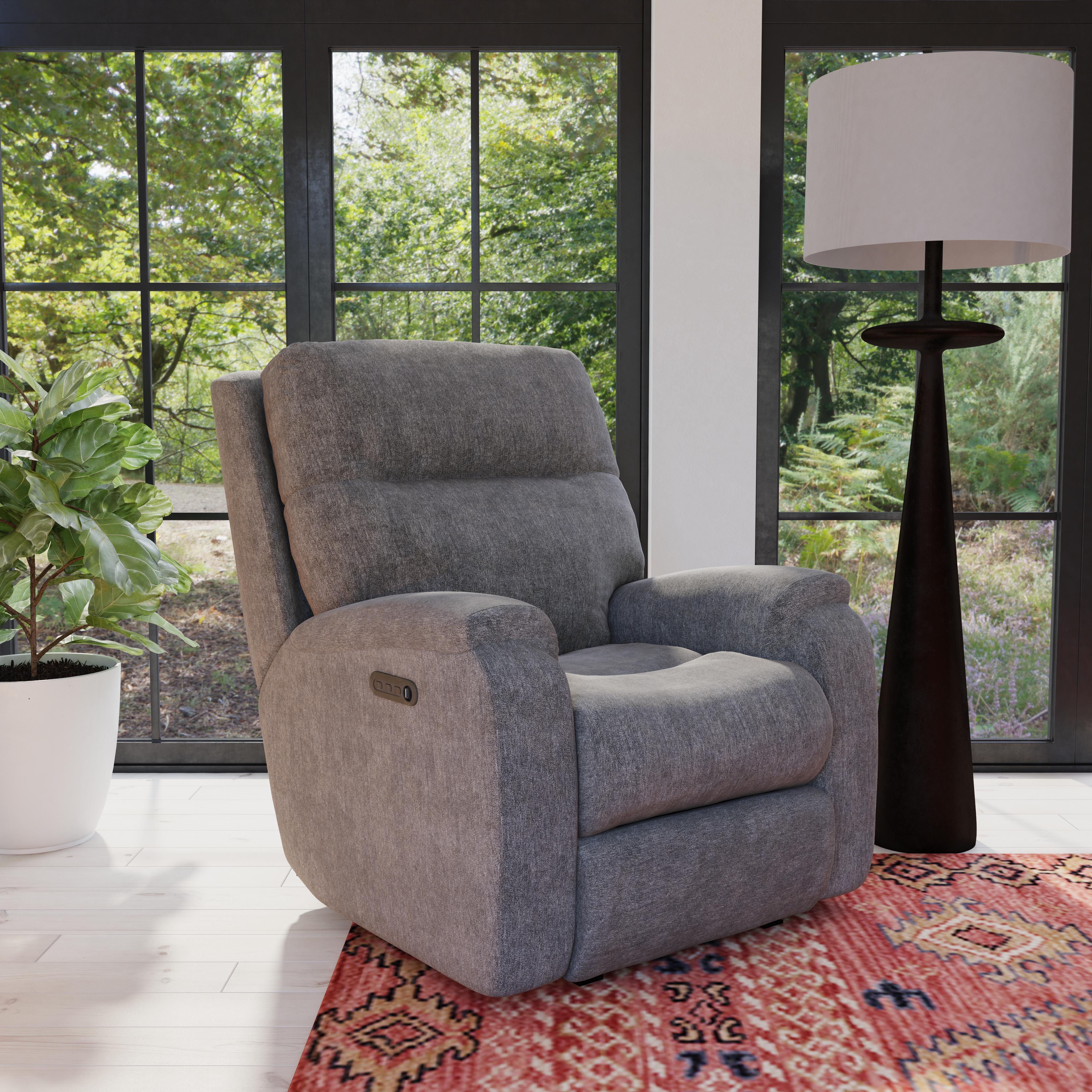Penn - Transitional Fabric Power Rocking Recliner With Power Headrest & Lumbar, dark gray