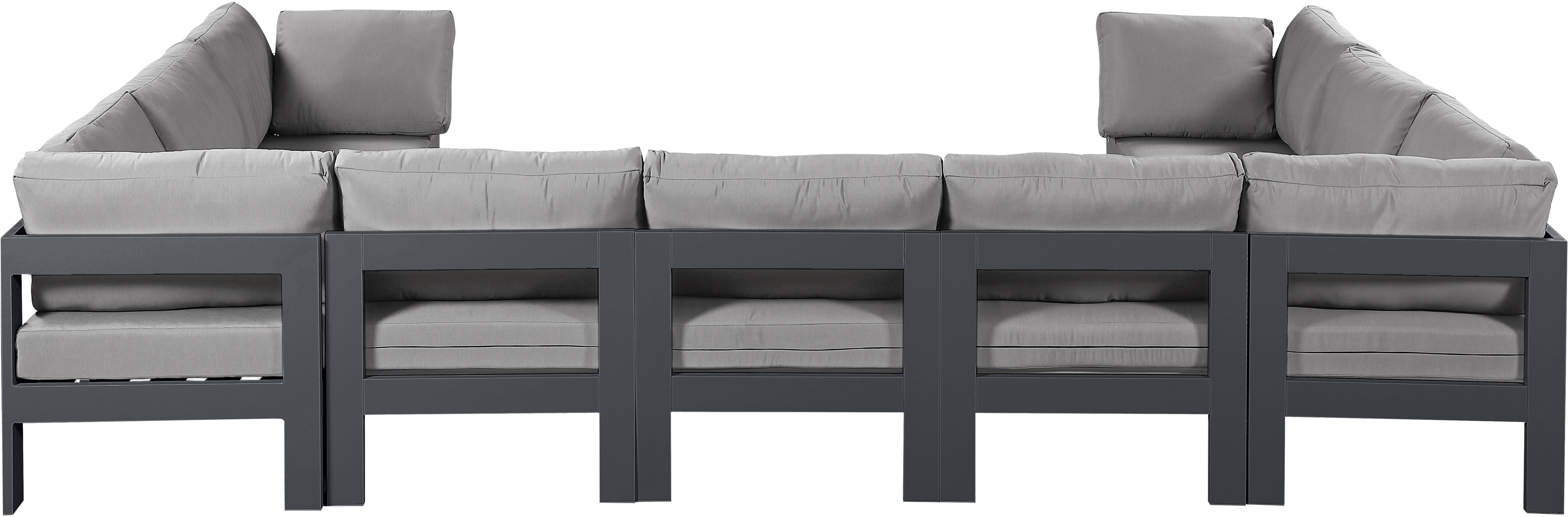 Nizuc - Outdoor Patio 9 Piece Modular Sectional With Gray Frame - Gray