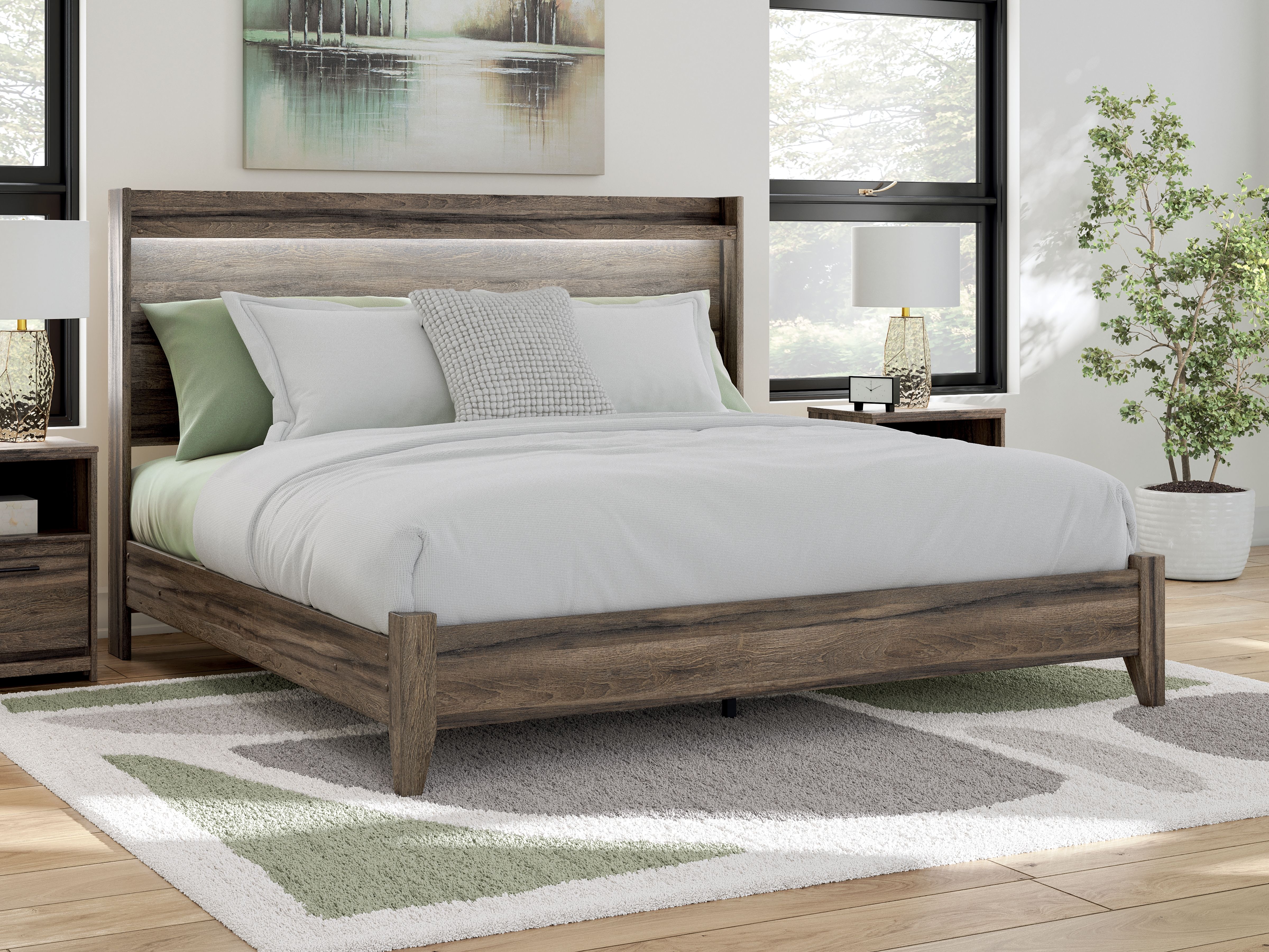Elbrim - King Panel Bed - Brown