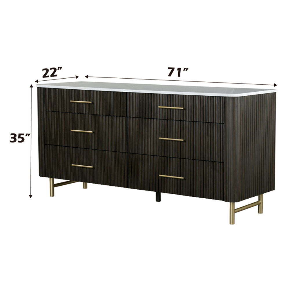 Clayten - Dresser - Marble Top & Espresso, dark brown, view 4