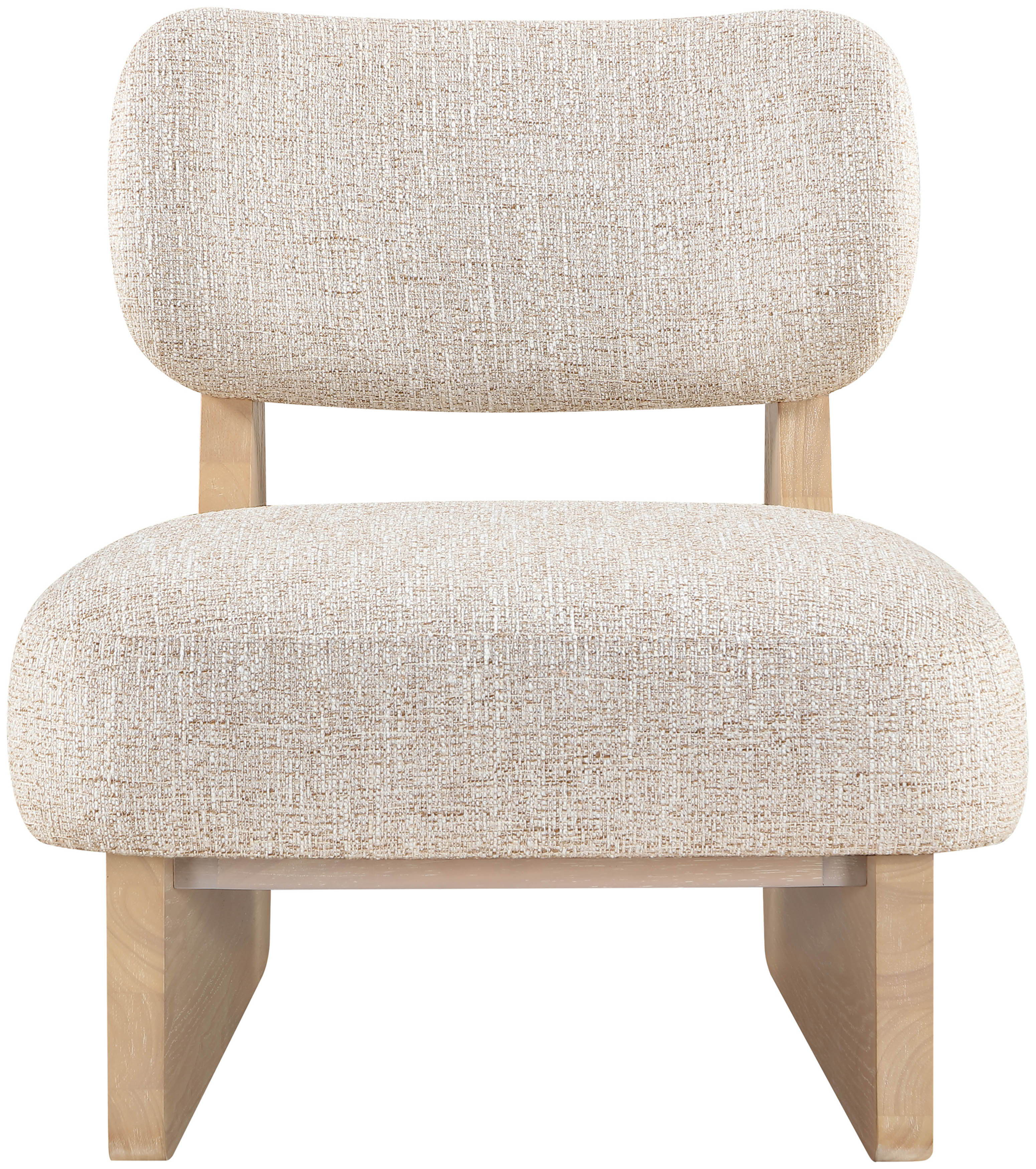 Vetra - Linen Textured Fabric Upholstered Accent Chair - Beige / Painted Natural