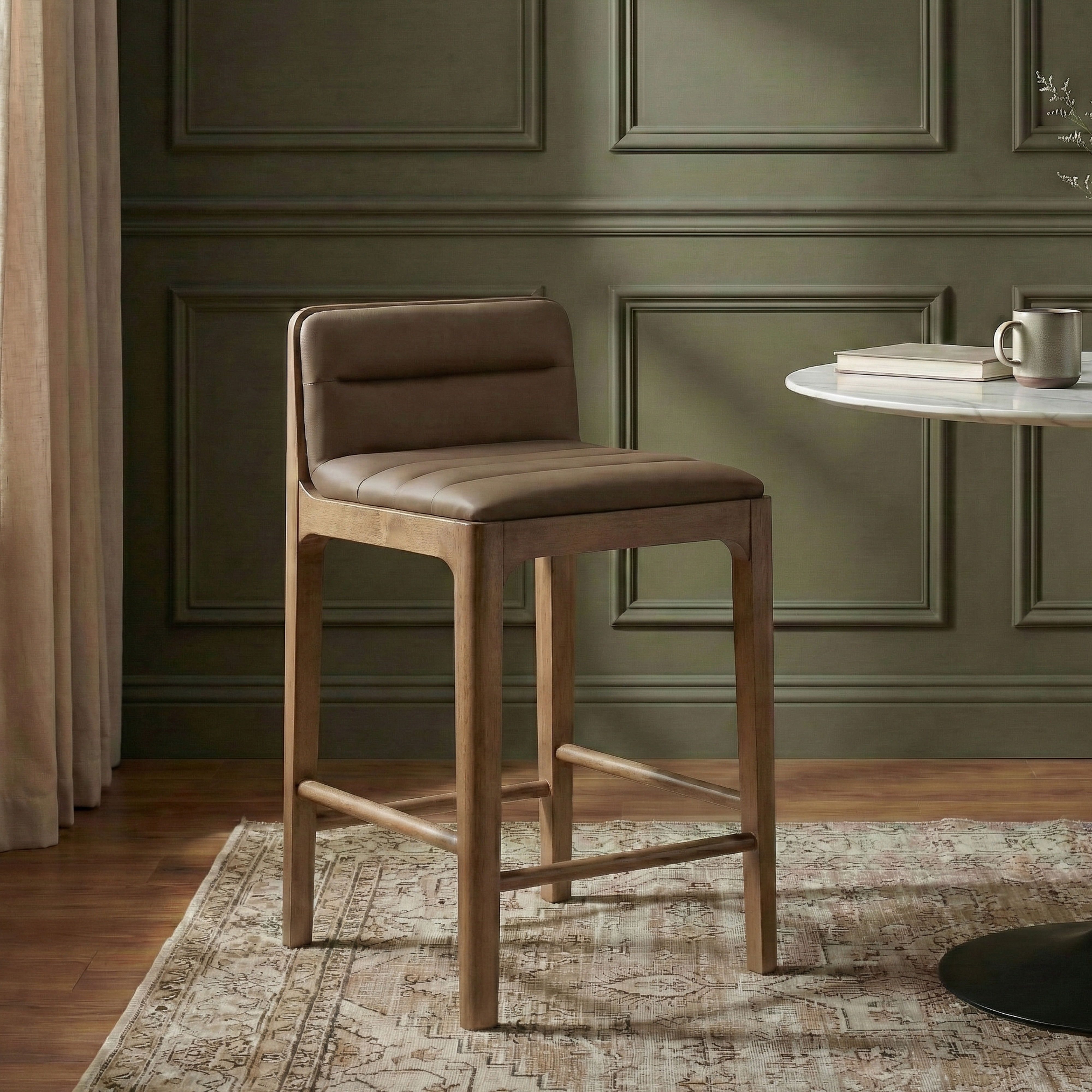 Ellis - Vegan Leather Upholstered Counter Stool (Set of 2) - Brown