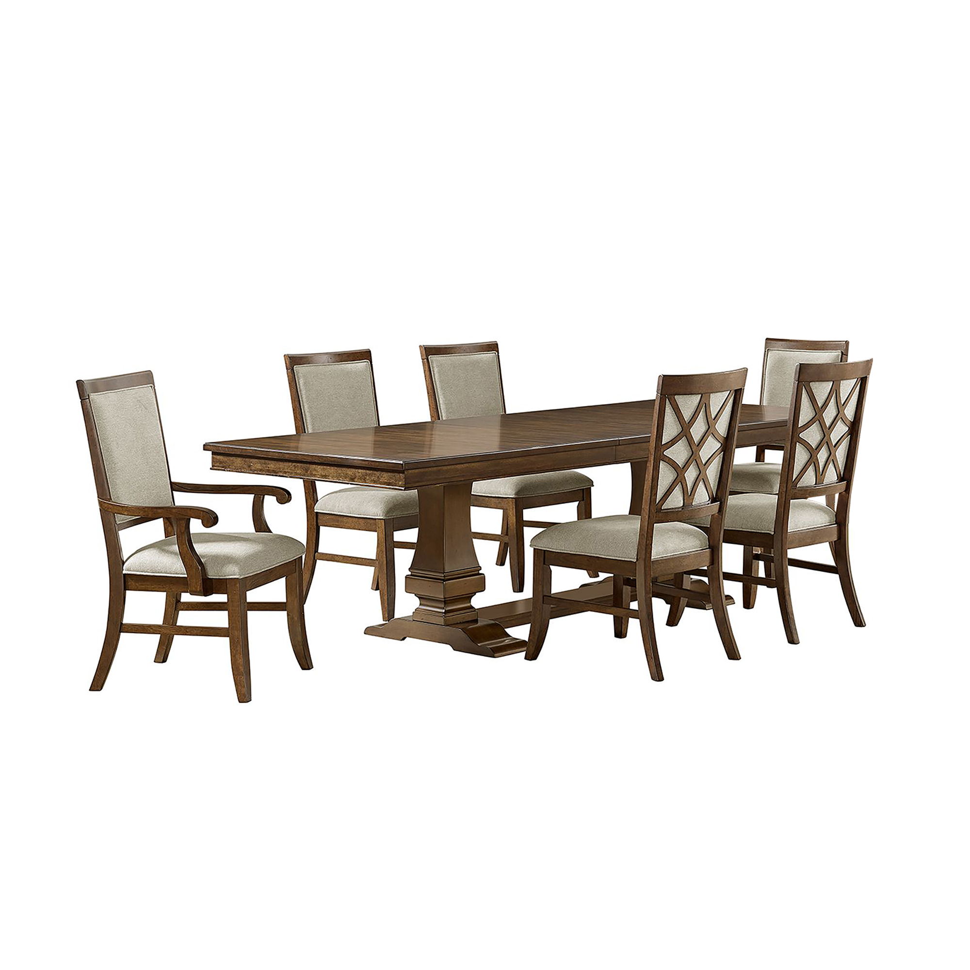 7 Pc · Table, Four Chairs And Two Arm Chairs