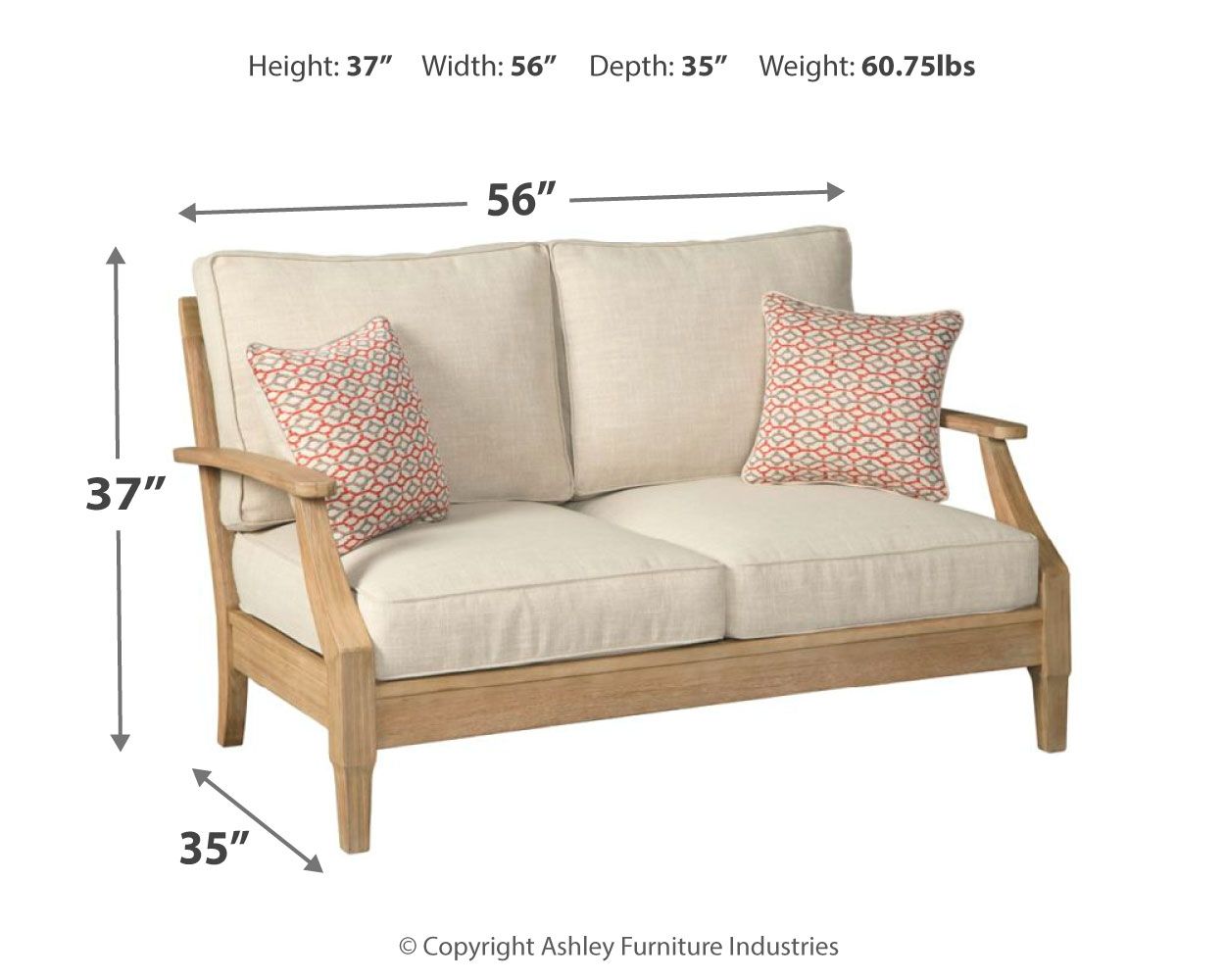 Ashley Furniture Clare View - Loveseat w/Cushion - Beige - Image 4