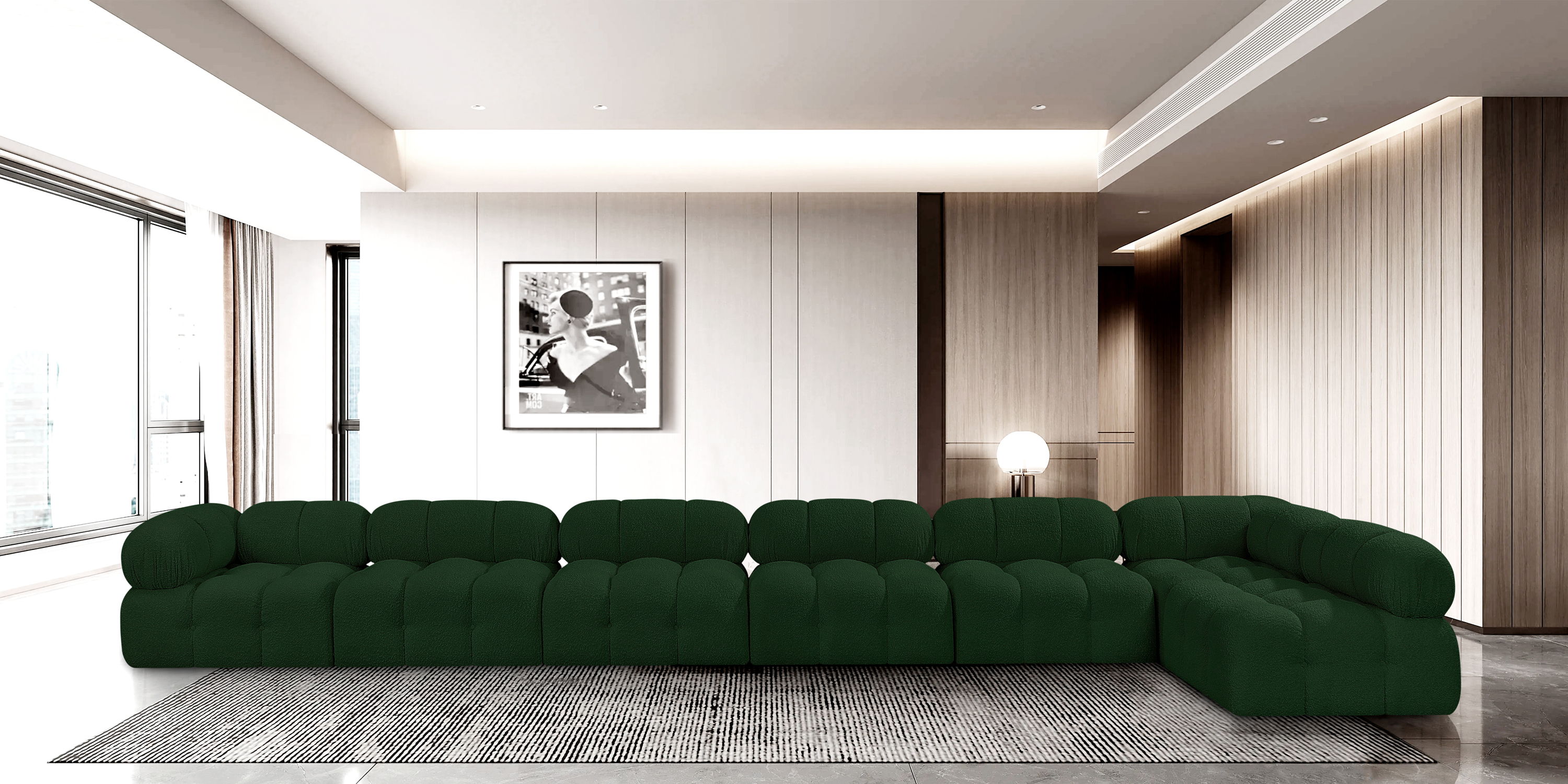 Ames - 7 Piece Modular L-Shaped Sectional - Green